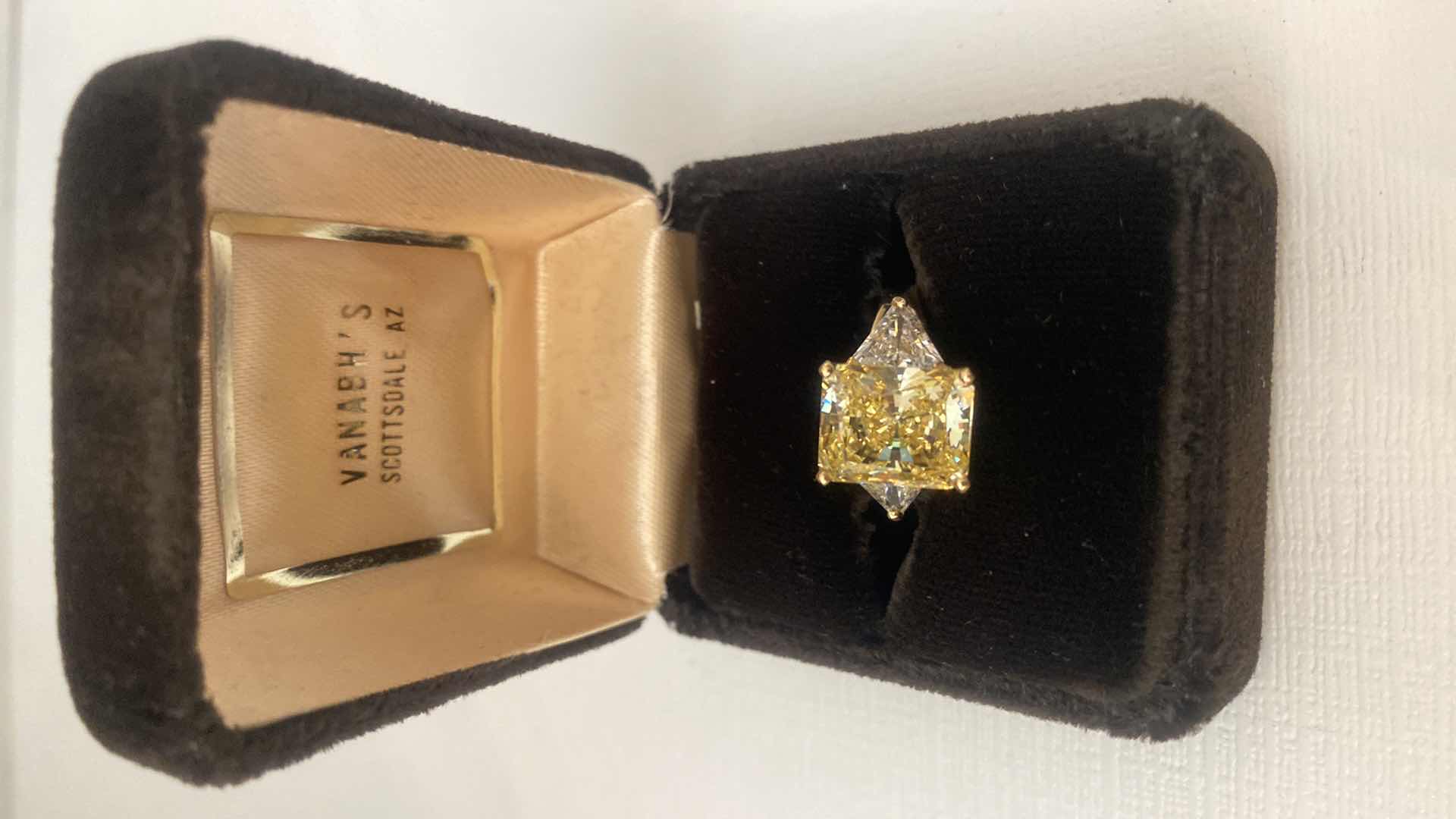 Photo 1 of LADIES JEWELRY - 5Ct canary yellow Moissanite Engagement Ring Yellow Radiant Cut Diamond Wedding Ring 14k yellow Gold ring Promise fancy yellow diamond Ring Approximate size 6