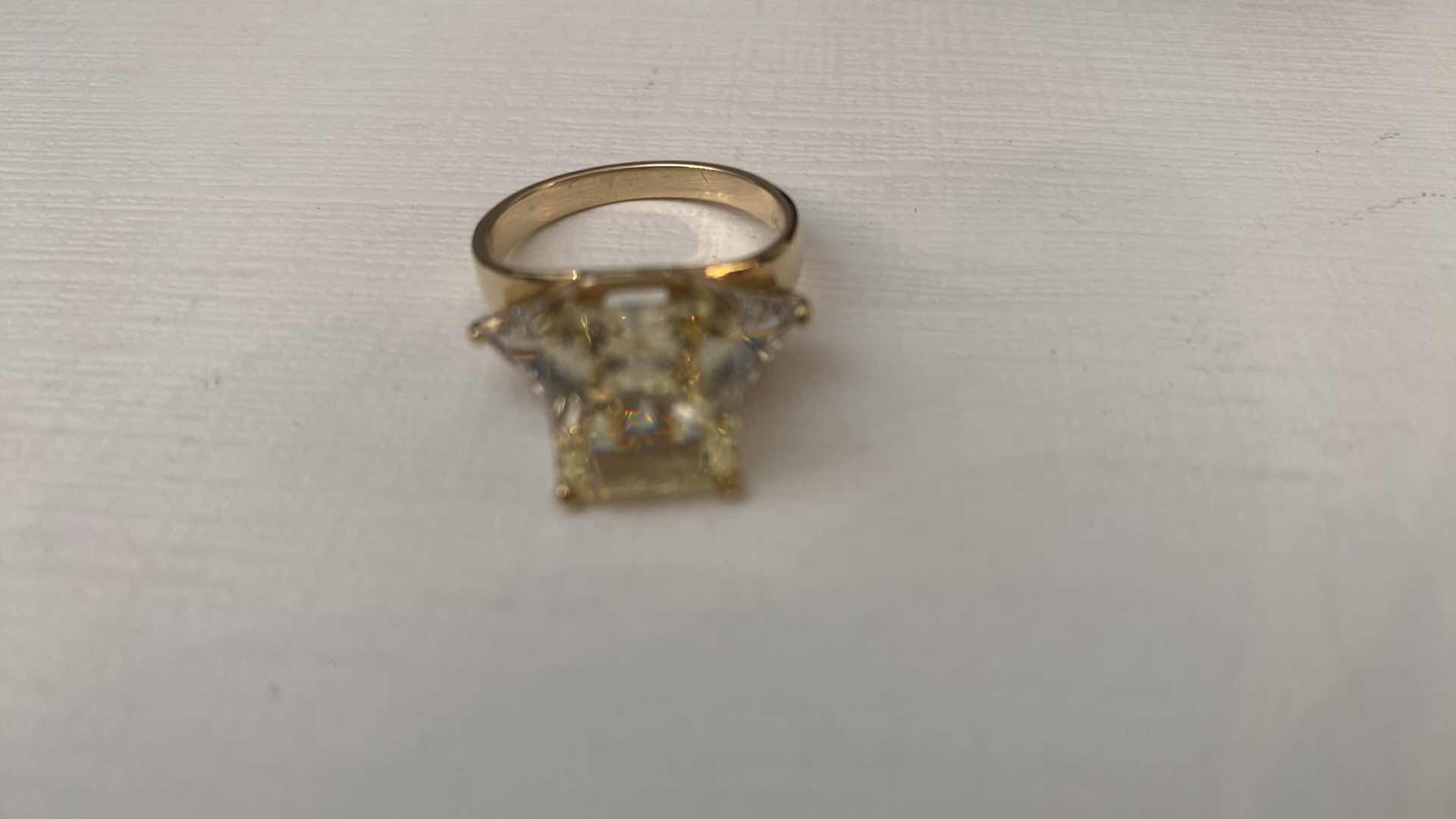 Photo 1 of LADIES JEWELRY - 5Ct canary yellow Moissanite Engagement Ring Yellow Radiant Cut Diamond Wedding Ring 14k yellow Gold ring Promise fancy yellow diamond Ring Approximate size 6