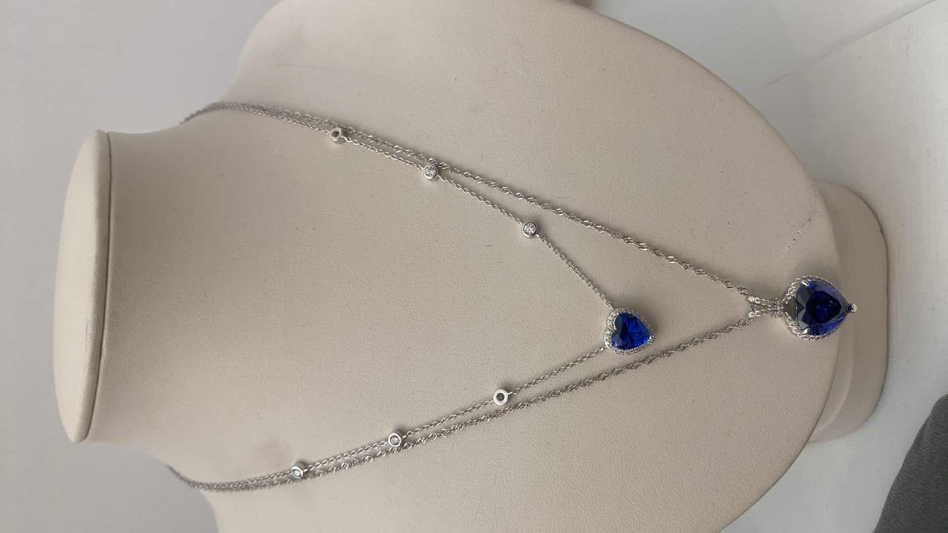 Photo 1 of PAIR OF 925 SILVER WITH SIMULATED STONE NECKLACES