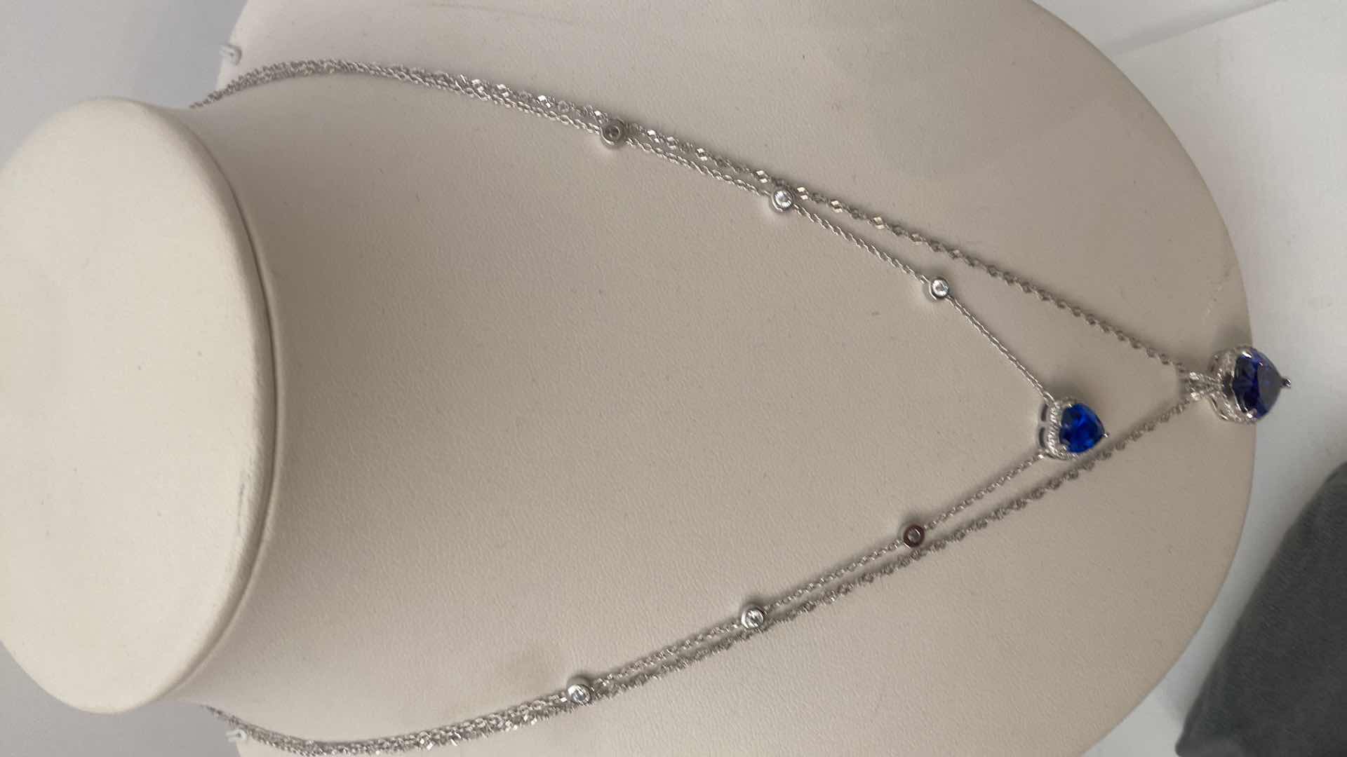 Photo 1 of PAIR OF 925 SILVER WITH SIMULATED STONE NECKLACES