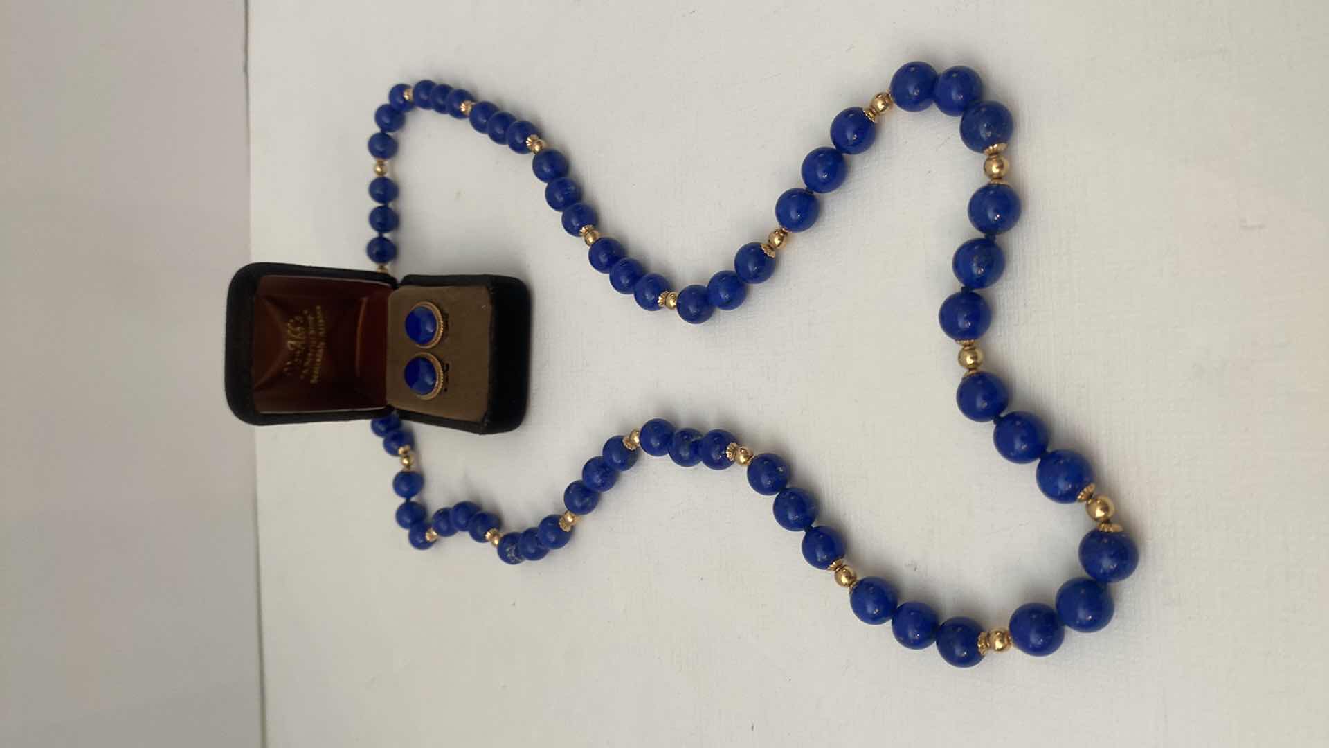Photo 1 of VINTAGE 1980’s LADIES JEWELRY LAPIS LAZULI BEAD NECKLACE 16” & MATCHING EARRINGS, ORIGINALLY $1500 FROM VAN ABH’s SCOTTSDALE, AZ