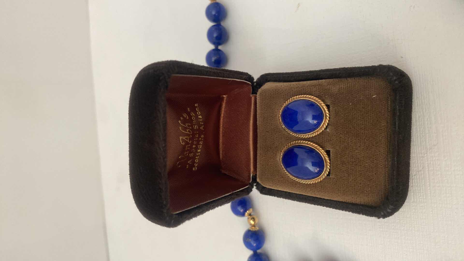 Photo 1 of VINTAGE 1980’s LADIES JEWELRY LAPIS LAZULI BEAD NECKLACE 16” & MATCHING EARRINGS, ORIGINALLY $1500 FROM VAN ABH’s SCOTTSDALE, AZ
