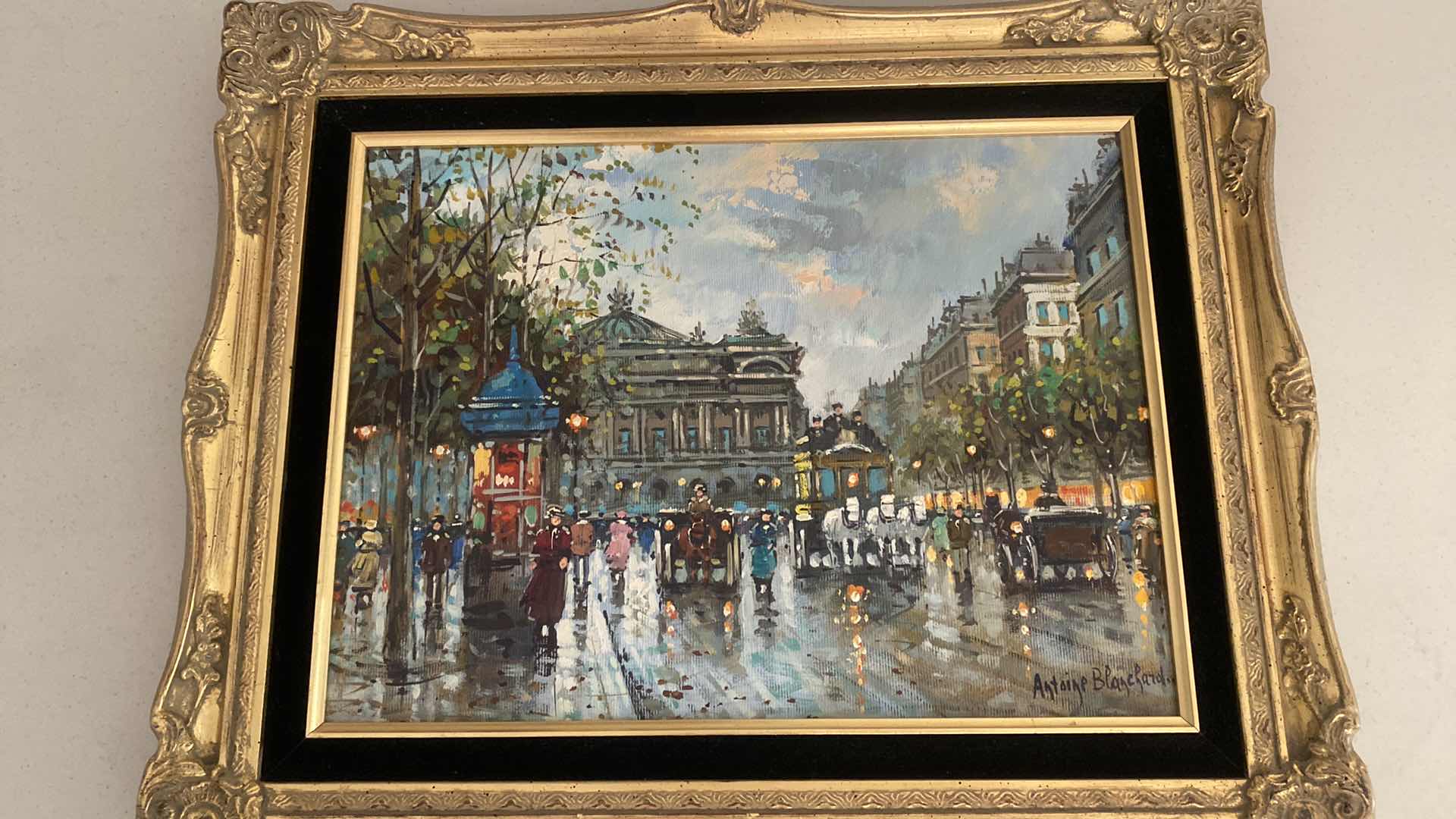 Photo 1 of FRAMED ORIGINAL ANTOINE BLANCHARD OIL PAINTING “PARIS” PAINTING UNFRAMED MEASURES 16” x 12”, FRAMED 21” x 17” WITH RECEIPT FOR $2,000.  