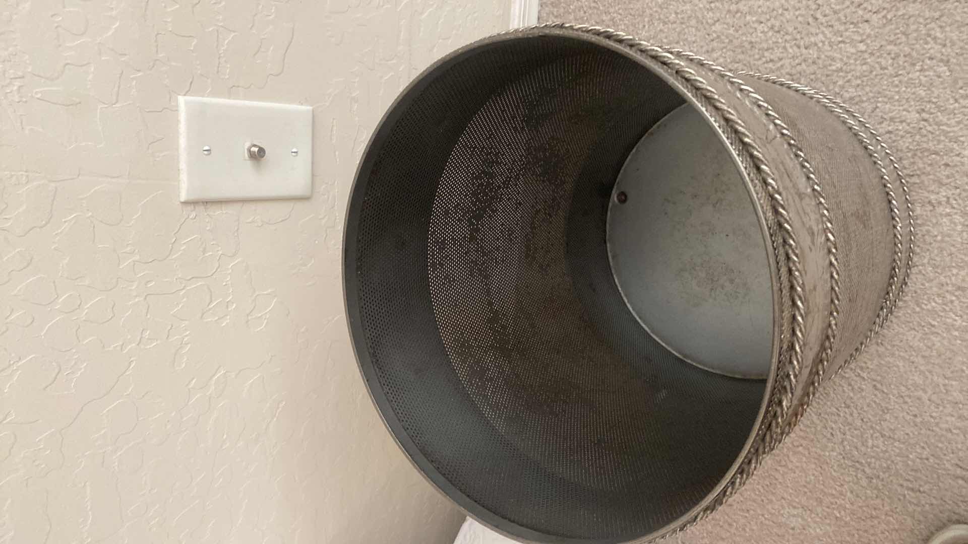 Photo 1 of METAL HAMPER WITH BLACK VINYL SEAT 14” x 18”