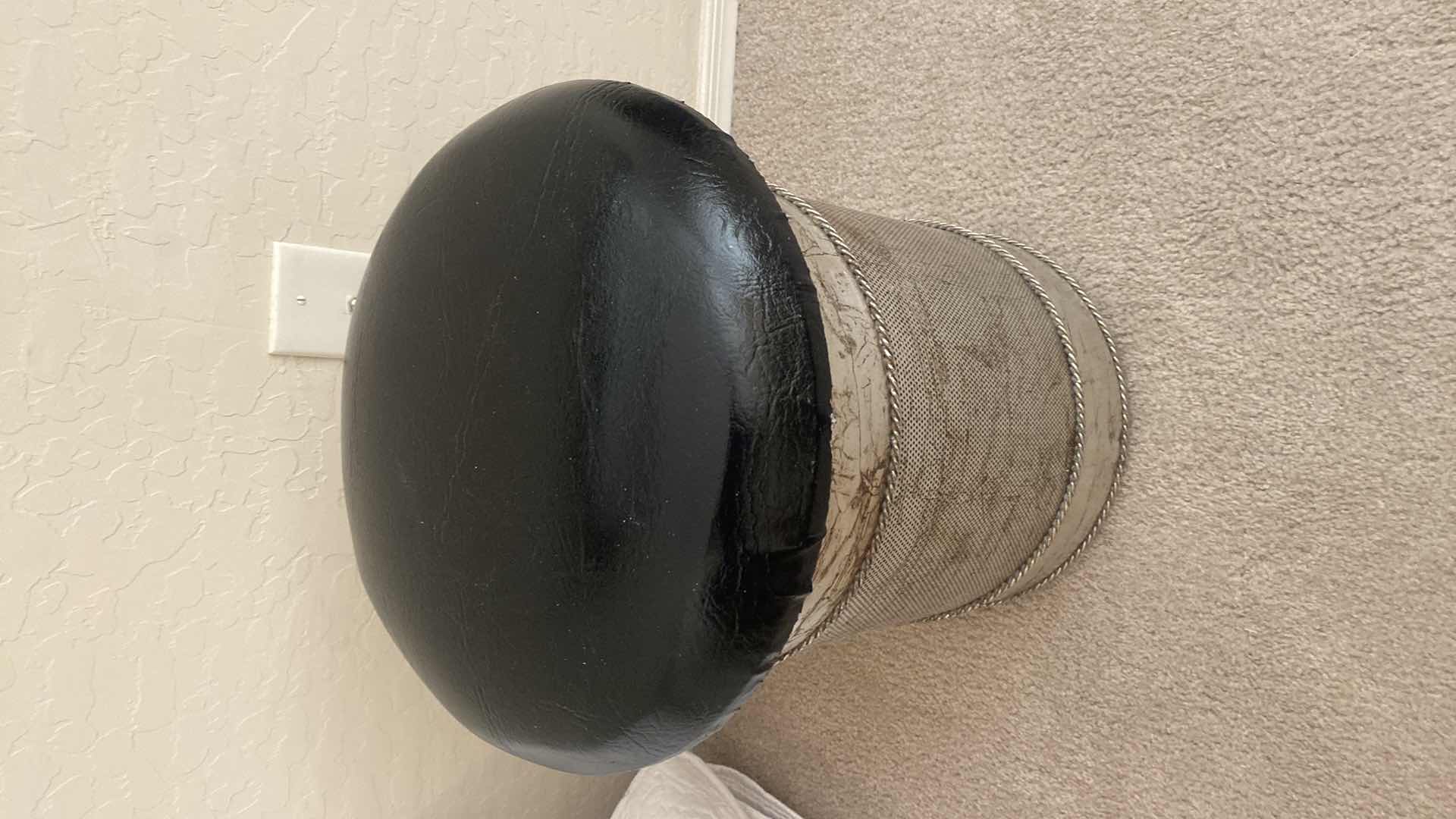 Photo 1 of METAL HAMPER WITH BLACK VINYL SEAT 14” x 18”