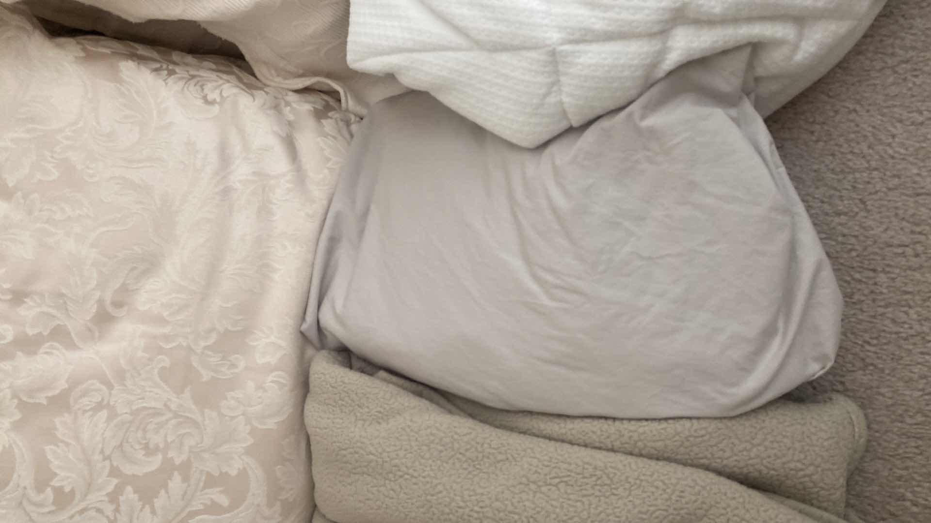 Photo 1 of 4 KING CREAM SHAMS WITH PILLOWS, KING SHEETS, BLANKET & MATTRESS PAD