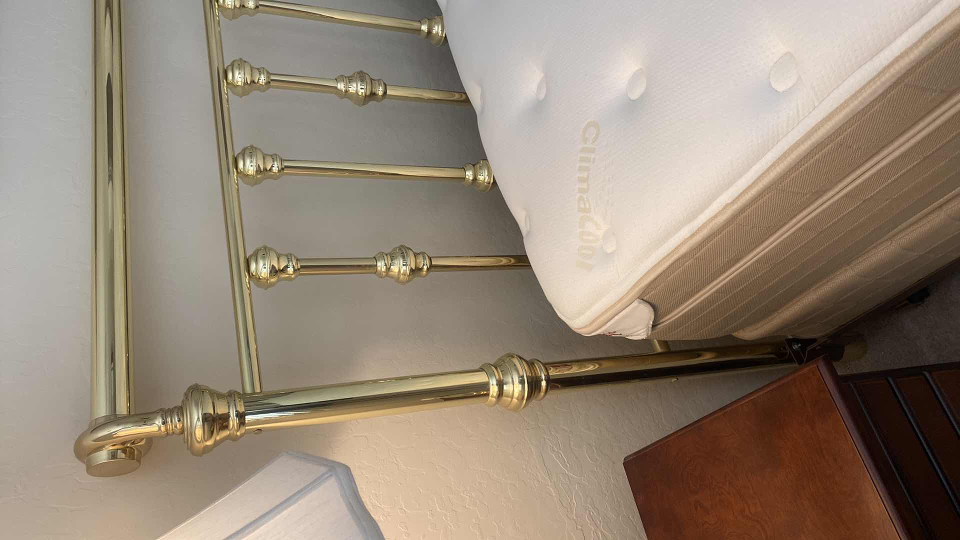 Photo 1 of KING SIZE BRASS HEADBOARD, INCLUDES STANDARD BEDFRAME HEADBOARD MEASURES 80” x 54” (mattress sold separately)
