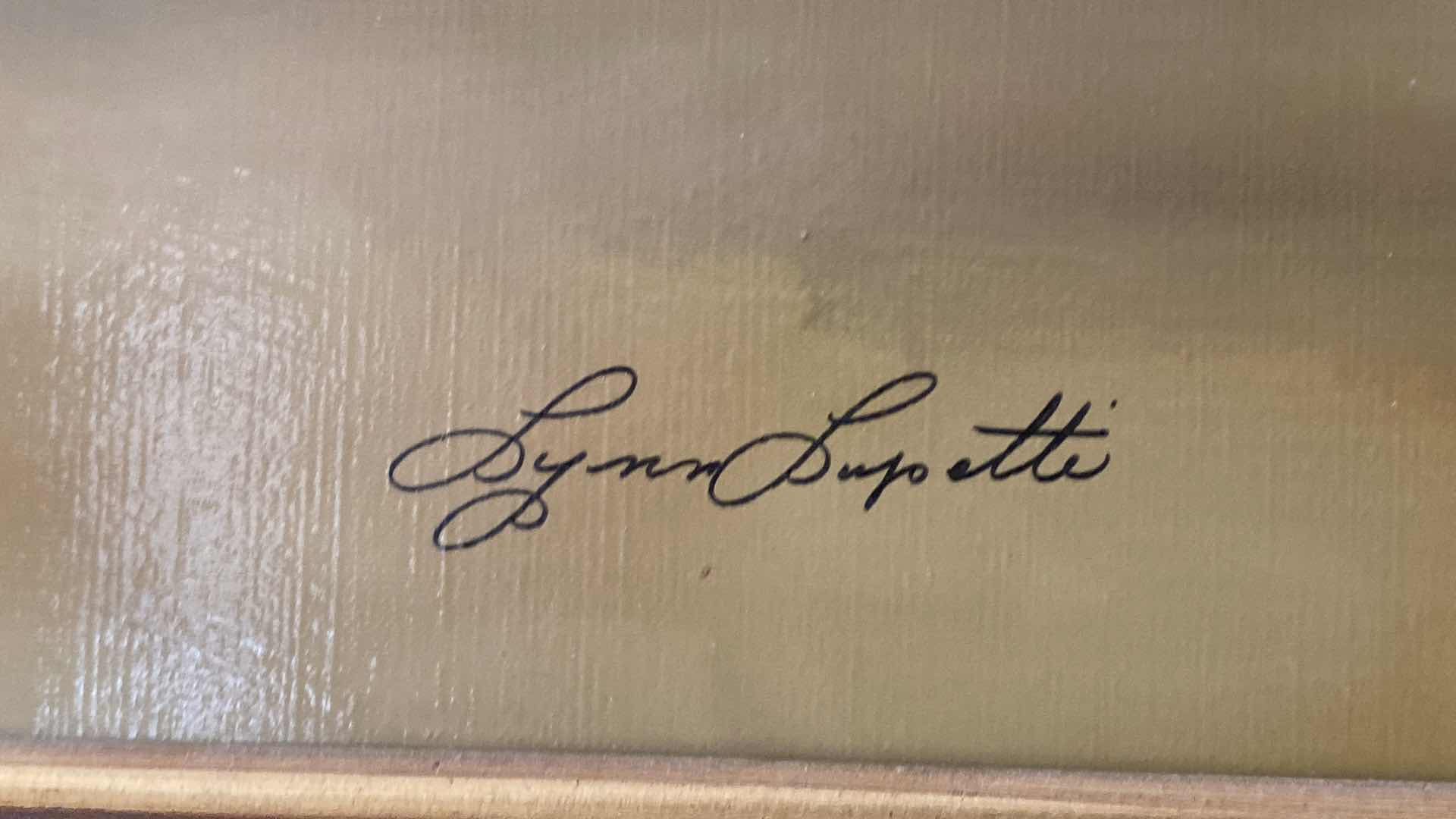 Photo 1 of ANTIQUE GOLD ORNATE FRAMED ORIGINAL OIL ON CANVAS ARTWORK BY ARTIST LYNN LUPETTI ESTIMATED VALUE $1600 IN JUNE 1983,
 25" X 43"  (UNFRAMED 18” X 36”)