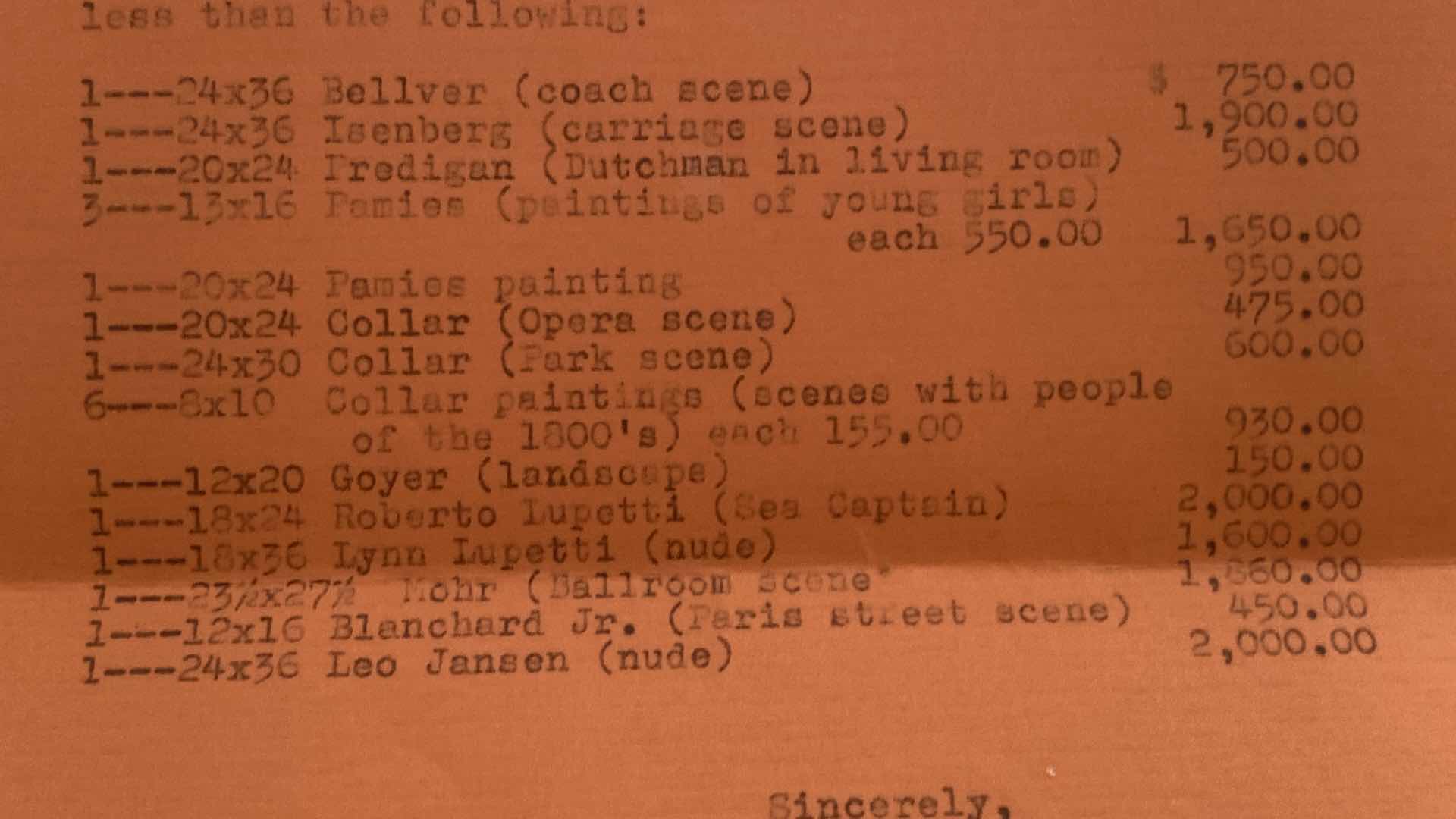 Photo 1 of ANTIQUE GOLD ORNATE FRAMED ORIGINAL OIL ON CANVAS ARTWORK BY ARTIST LYNN LUPETTI ESTIMATED VALUE $1600 IN JUNE 1983,
 25" X 43"  (UNFRAMED 18” X 36”)