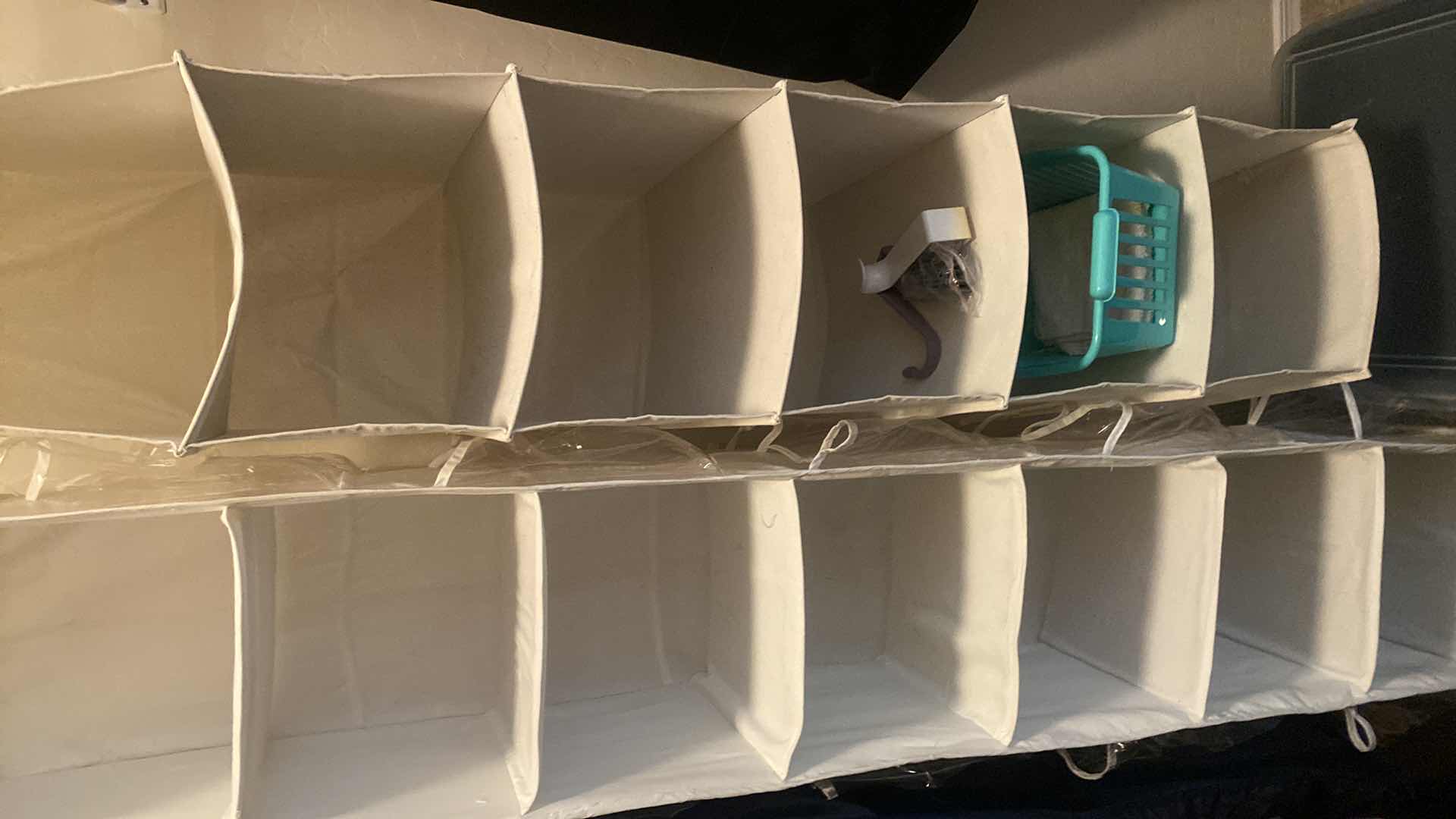 Photo 1 of HANGING STORAGE L, PLASTIC BIN & STEP STOOL