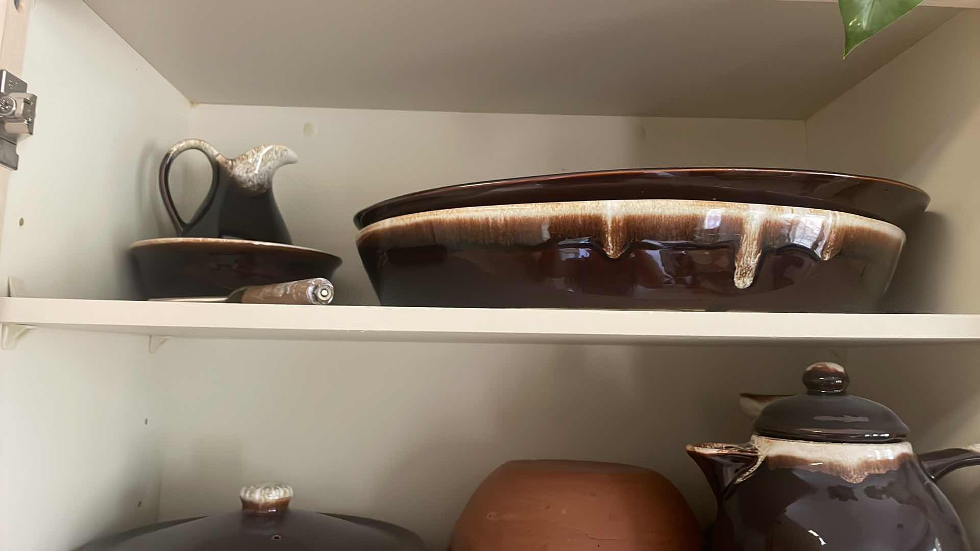 Photo 1 of CONTENTS OF KITCHEN CABINET -VINTAGE PFALTZGRAFF BROWN DRIP STONEWARE - 25 PIECES  BOWLS & SERVEWARE