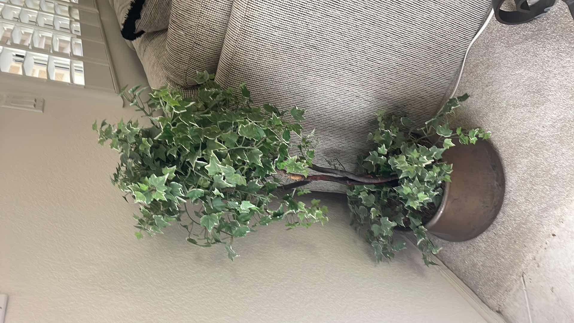 Photo 1 of COPPER POT WITH FAUX PLANT 40”