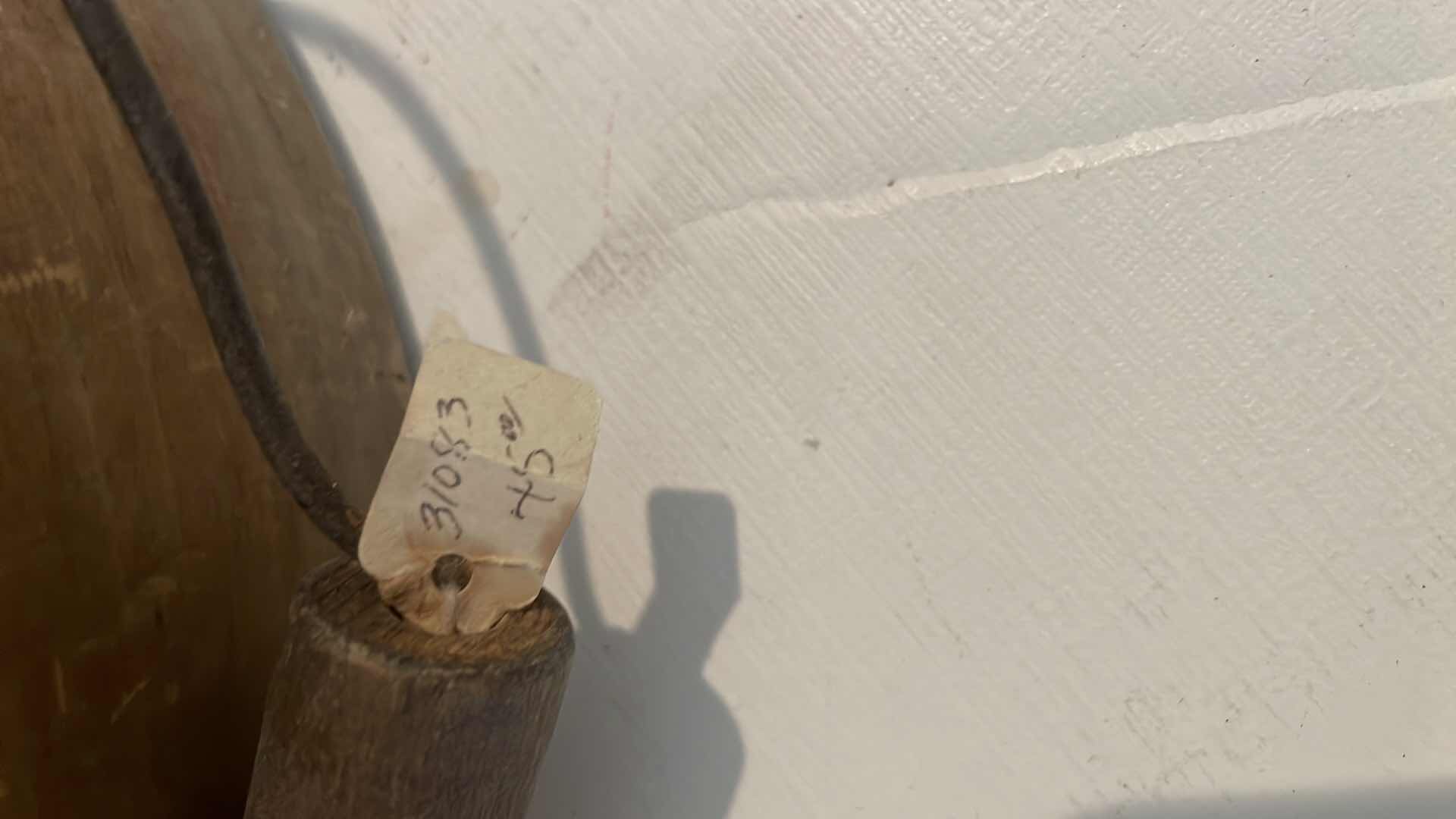 Photo 1 of ANTIQUE WOODEN GRAIN STORAGE WITH HANDLE 7”