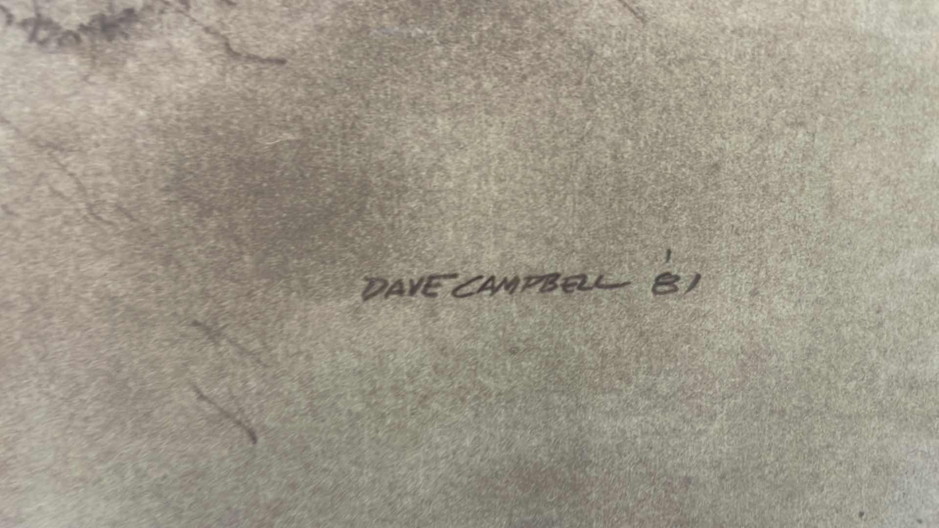 Photo 1 of FRAMED SIGNED DAVE CAMPBELL DRAWING ASIAN ARCHITECTURE ARTWORK 39”x28”