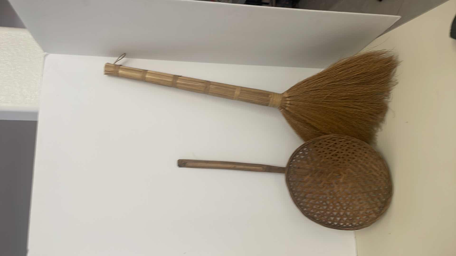 Photo 1 of ANTIQUE BROOM AND BASKET 24”