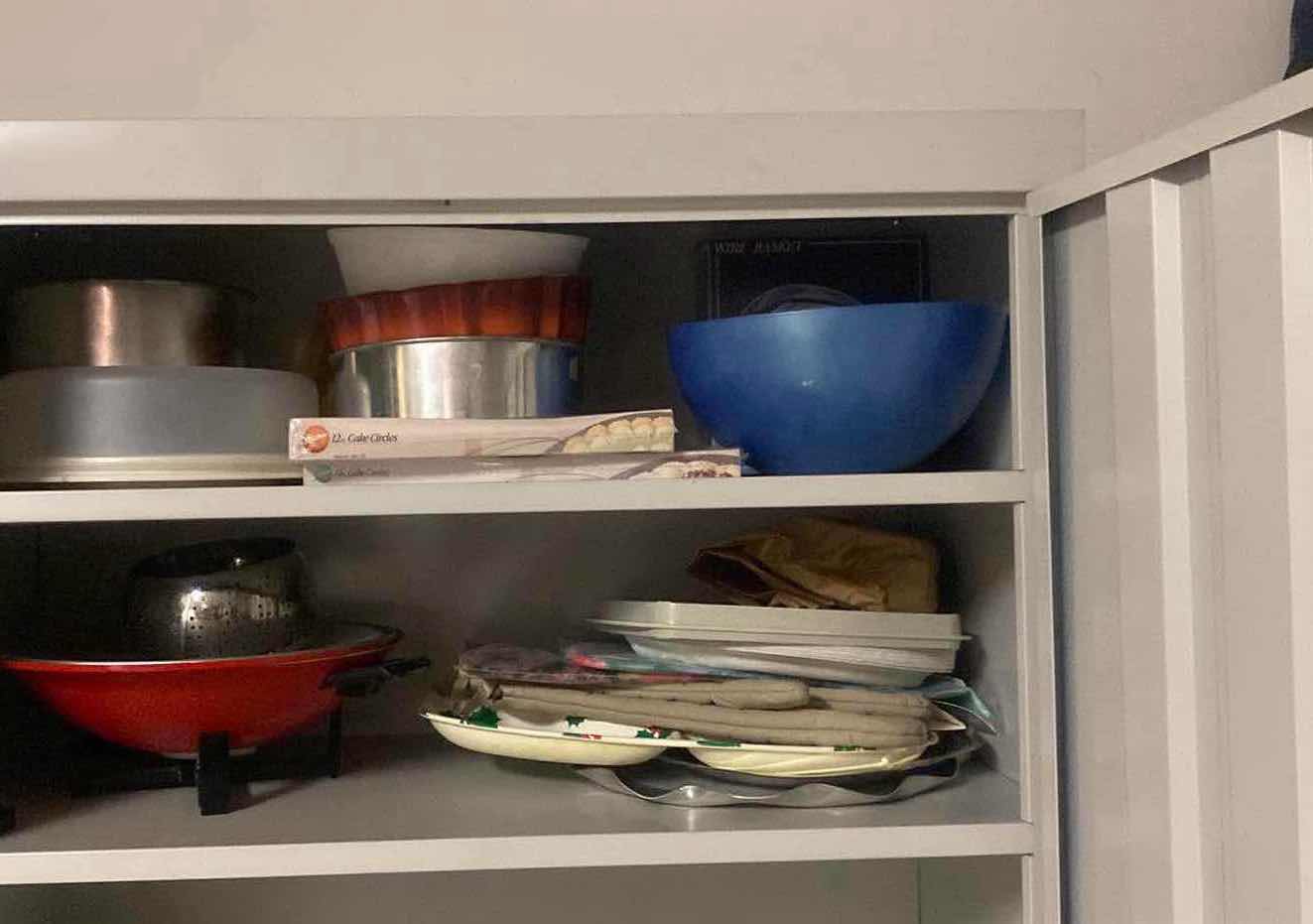 Photo 1 of CONTENTS OF TWO SHELVES IN GARAGE - BUNDT PANS & MORE