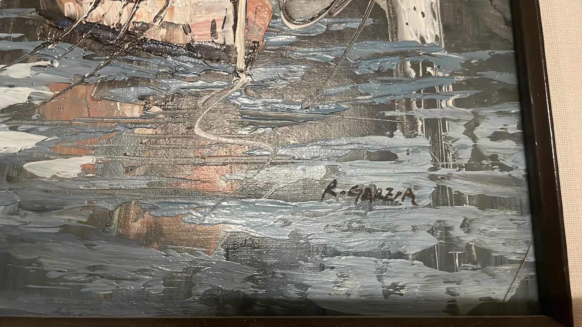 Photo 1 of FRAMED OIL ON CANVAS SEASCAPE SIGNED R.GARCIA ARTWORK 27” x 31”