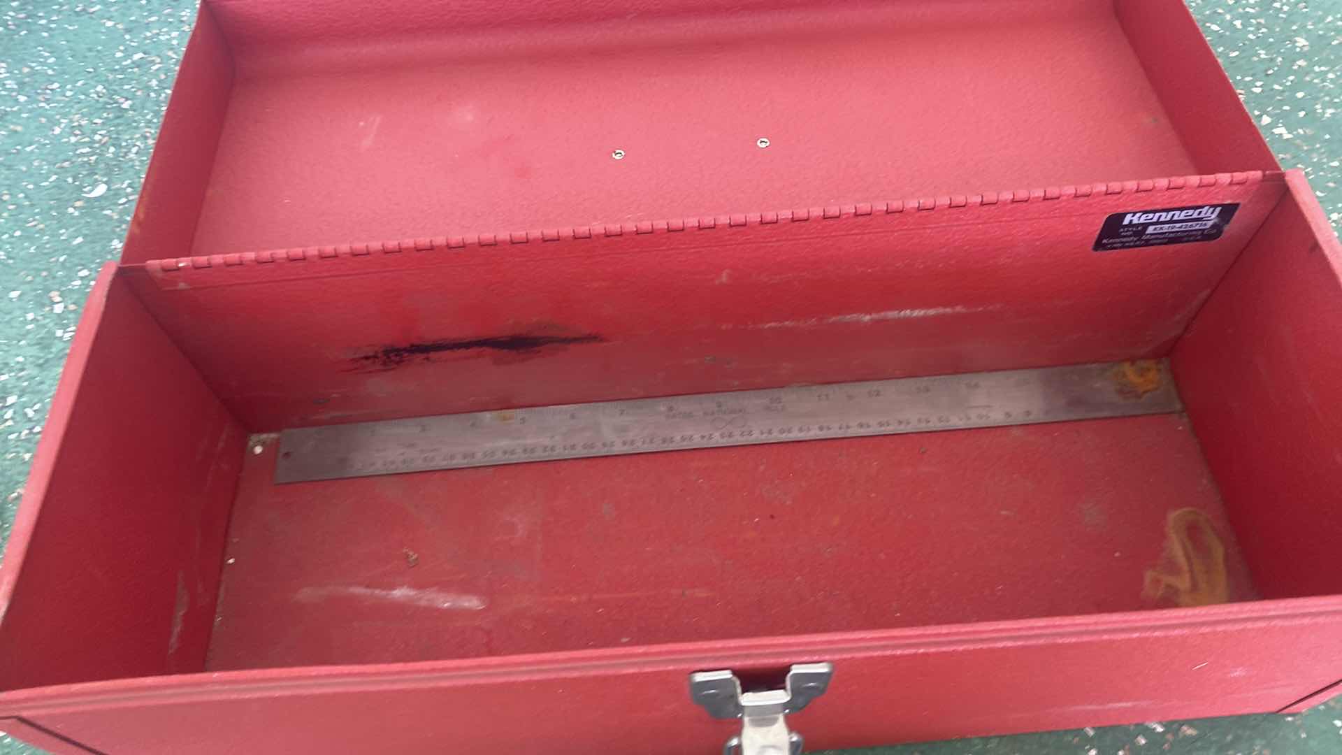 Photo 1 of METAL TOOL BOX WITH HAND TOOLS & BLACK & DECKER JIG SAW