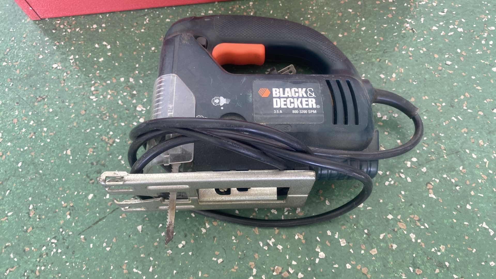 Photo 1 of METAL TOOL BOX WITH HAND TOOLS & BLACK & DECKER JIG SAW