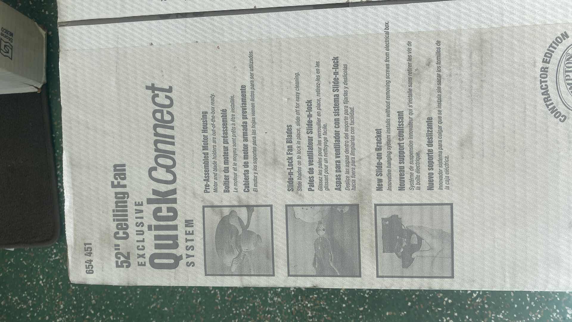 Photo 1 of HAMPTON BAY 52” QUICK CONNECT CEILING FAN