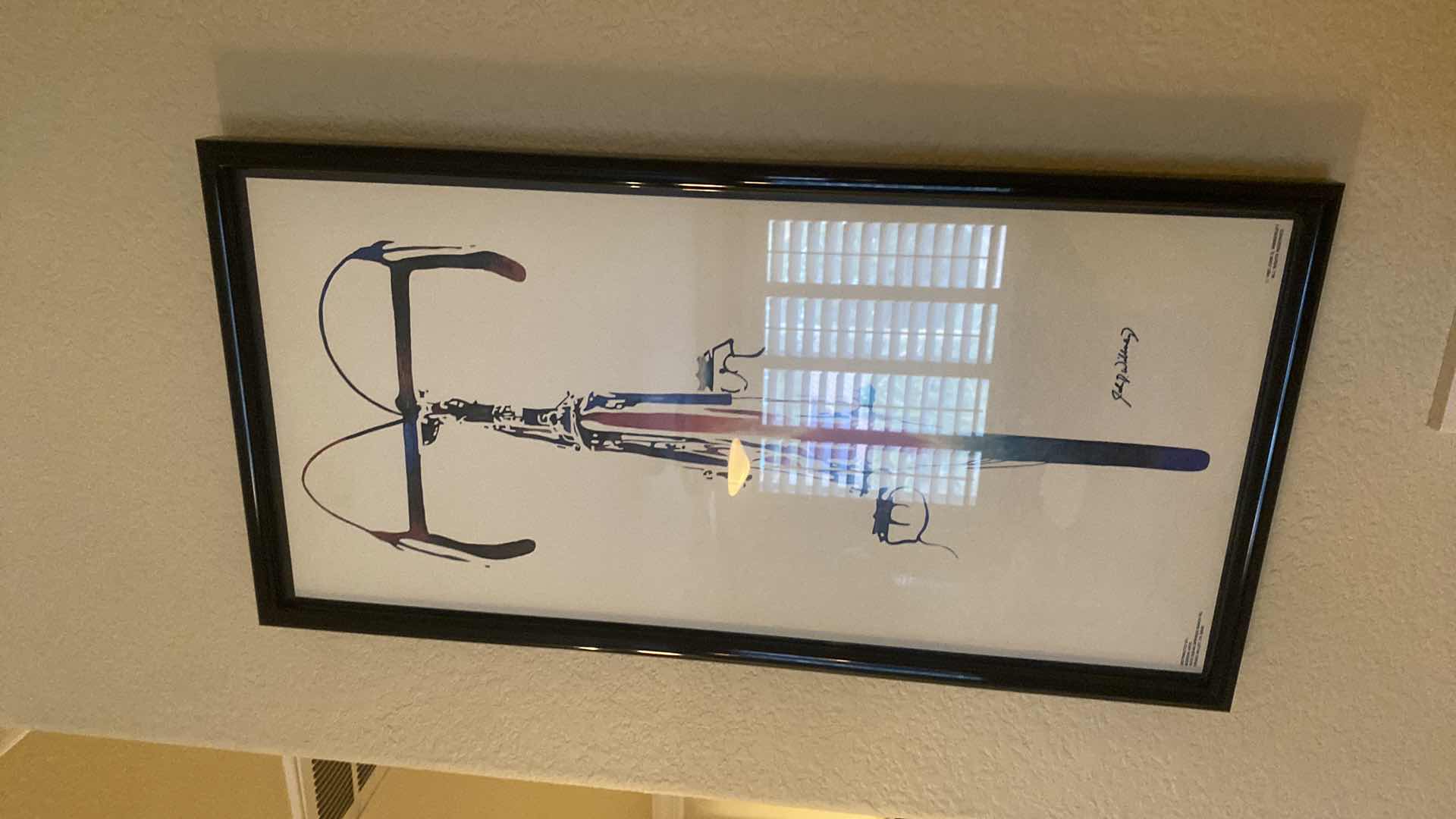 Photo 1 of FRAMED BICYCLE WATERCOLOR PRINT SIGNED ARTWORK 12” x 23 1/2”