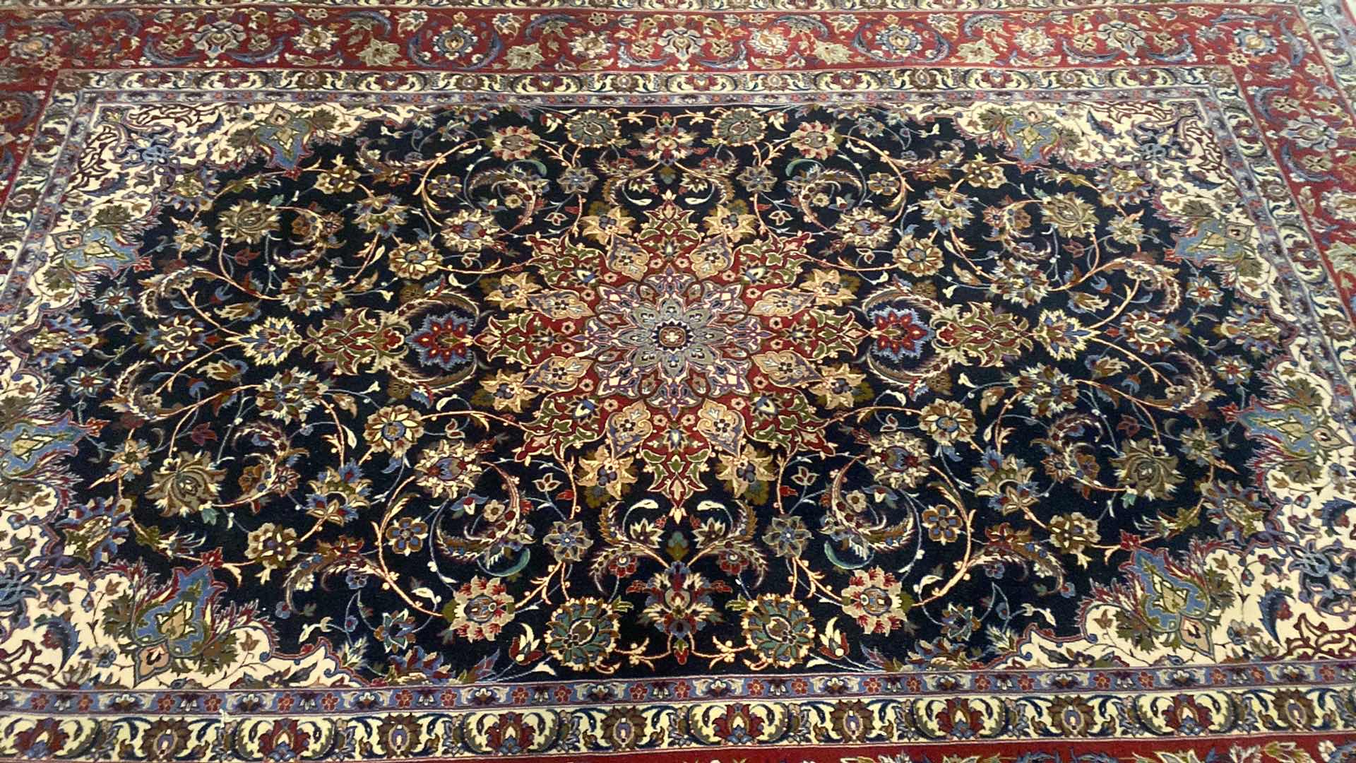 Photo 2 of SILK & WOOL PERSIAN HAND WOVEN AREA RUG 62 1/2” X 98 1/2” EXCLUDING FRINGE