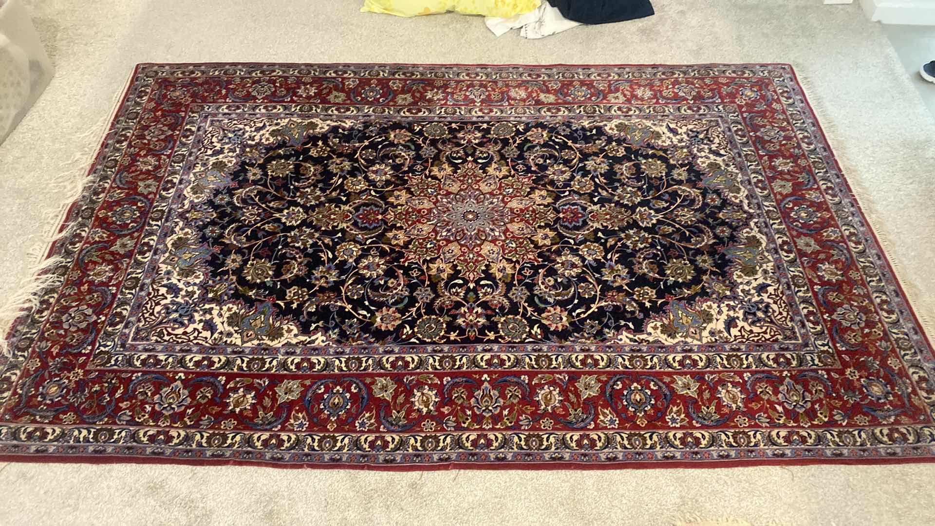 Photo 1 of SILK & WOOL PERSIAN HAND WOVEN AREA RUG 62 1/2” X 98 1/2” EXCLUDING FRINGE