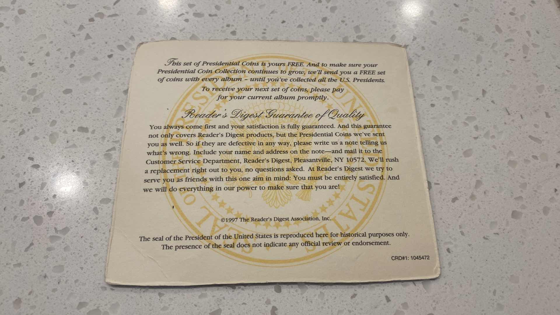 Photo 1 of READERS DIGEST FREE FOR YOU " COIN HISTORY OF THE UNITED STATES"