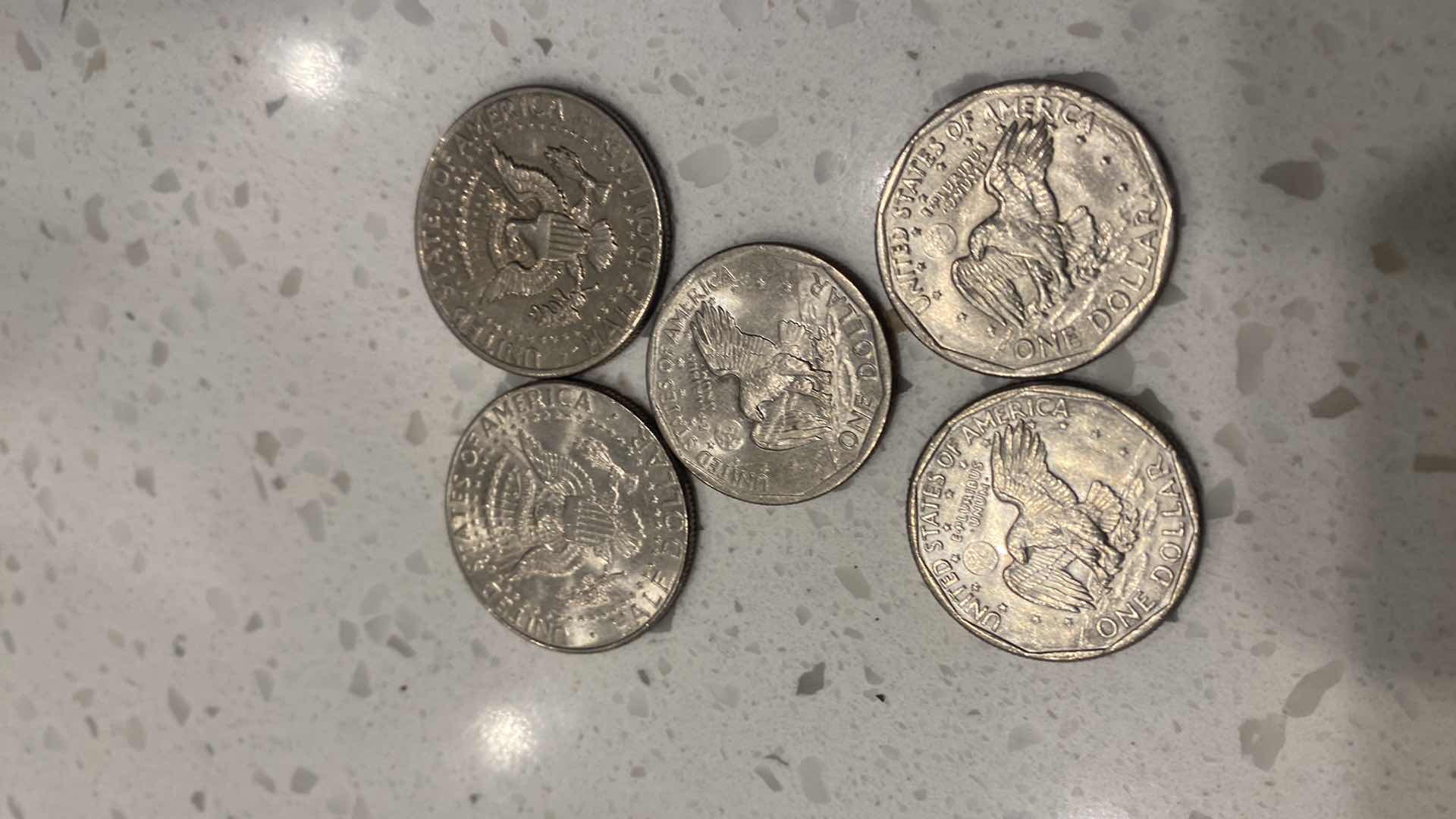 Photo 1 of 2 KENNEDY HALF DOLLARS & 3 SUSAN B. ANTHONY DOLLARS