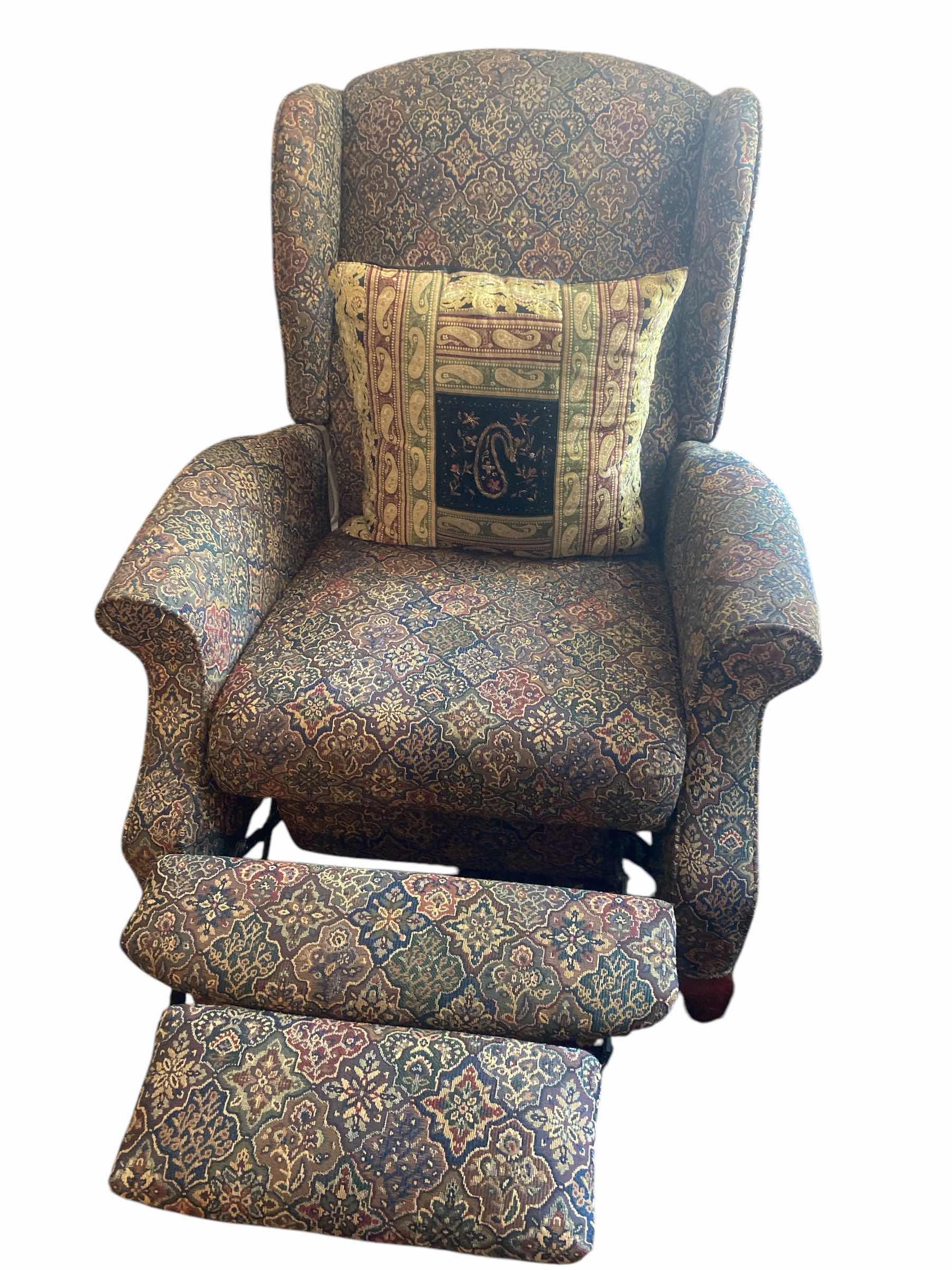 Photo 1 of RECLINING UPHOLSTERED WING CHAIR 31“ x 33“ H 39”