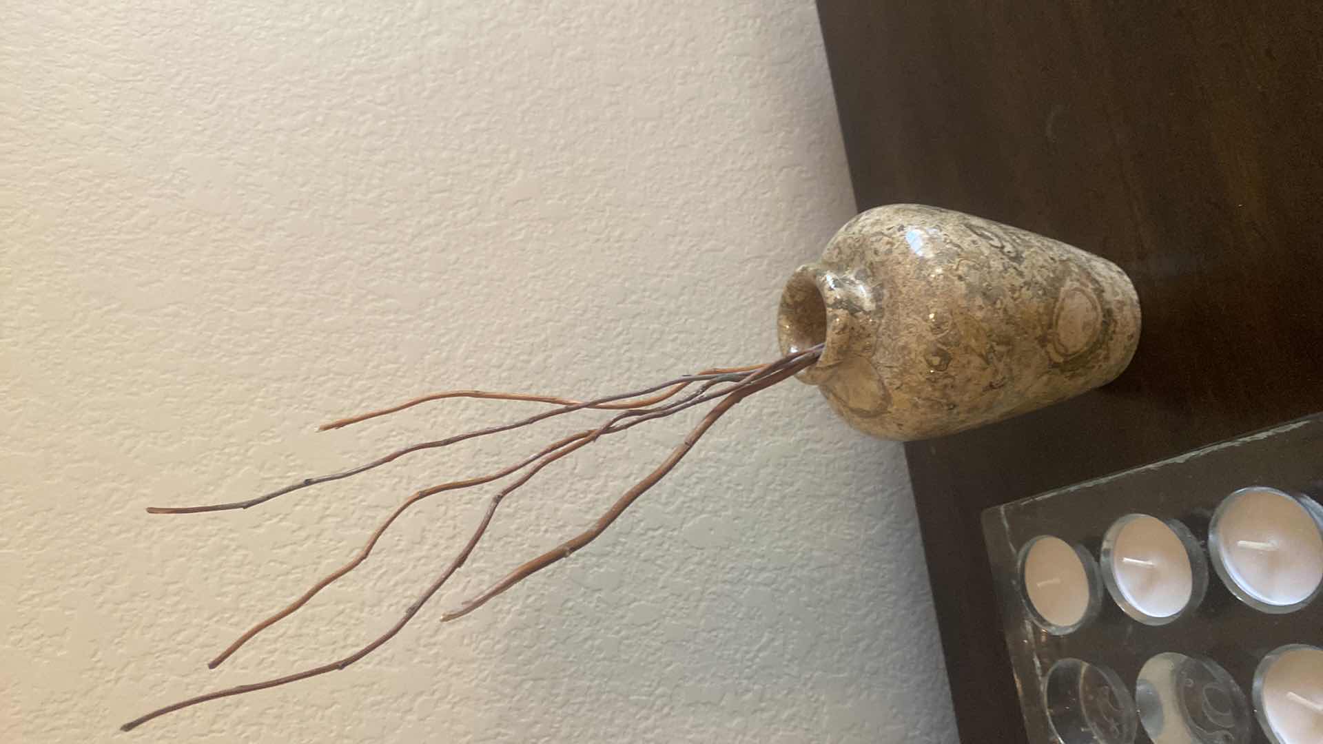 Photo 4 of 2 MARBLE VASES H6” & GLASS VOTIVE HOLDER