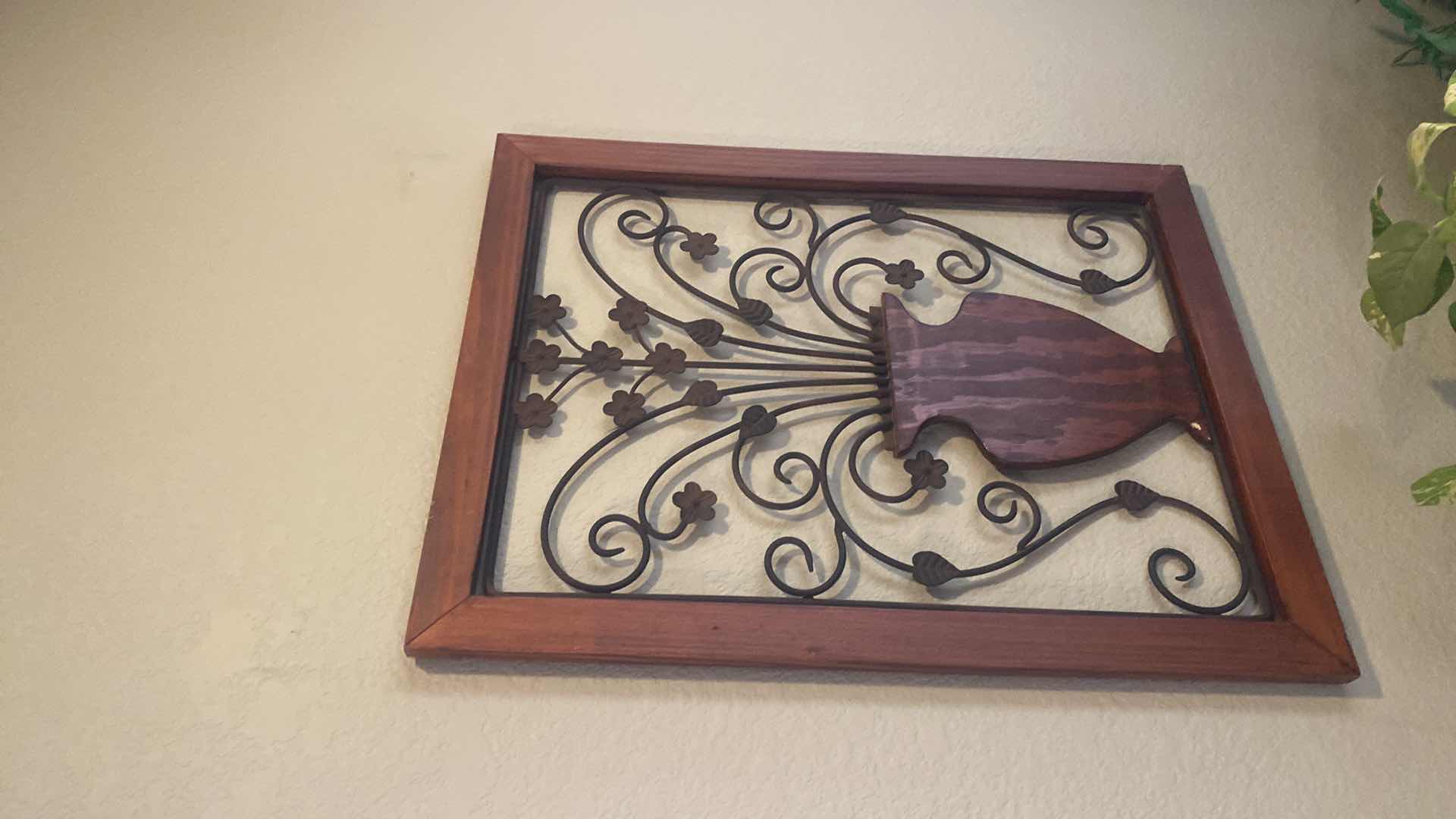 Photo 1 of WOOD & IRON FLORAL WALL PLAQUE 17 1/2” x 23”