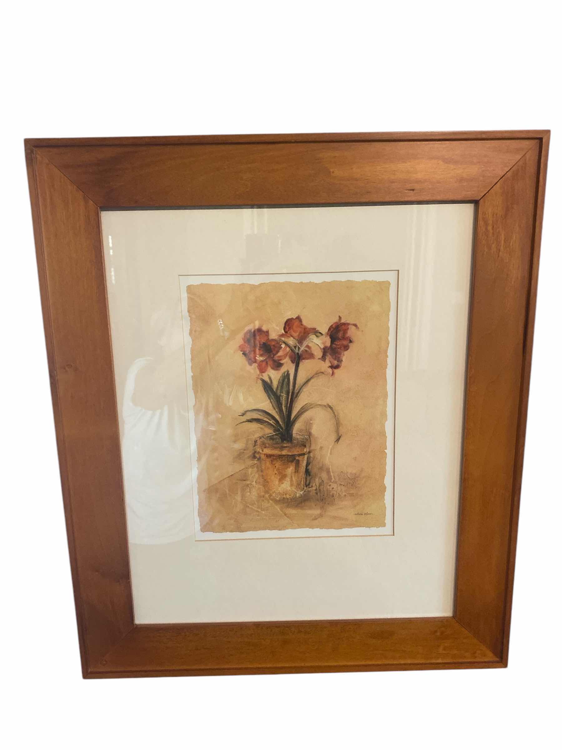Photo 1 of WOOD FRAMED FLORAL PRINT ARTWORK 21“ x 25“
