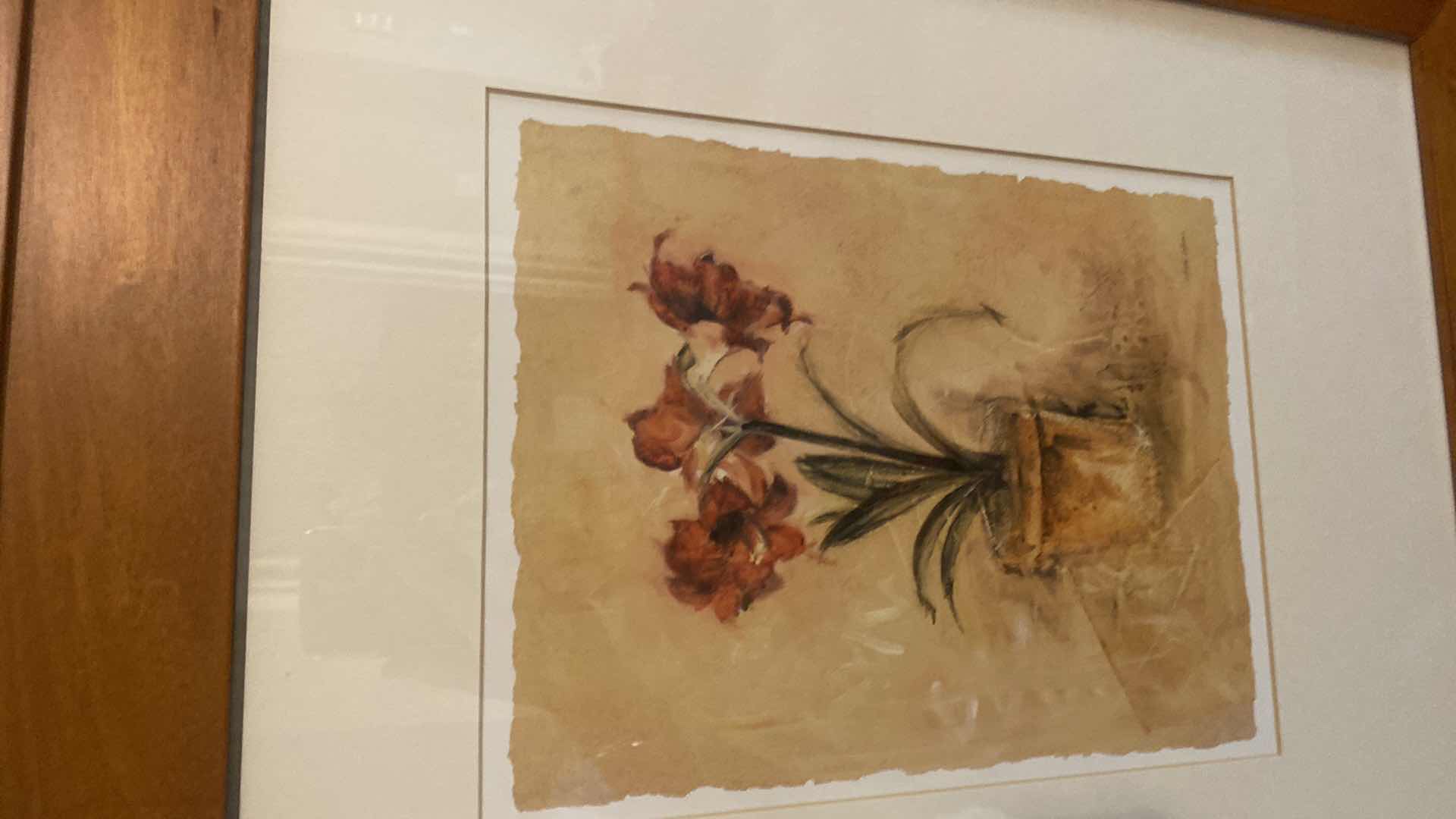 Photo 1 of WOOD FRAMED FLORAL PRINT ARTWORK 21“ x 25“