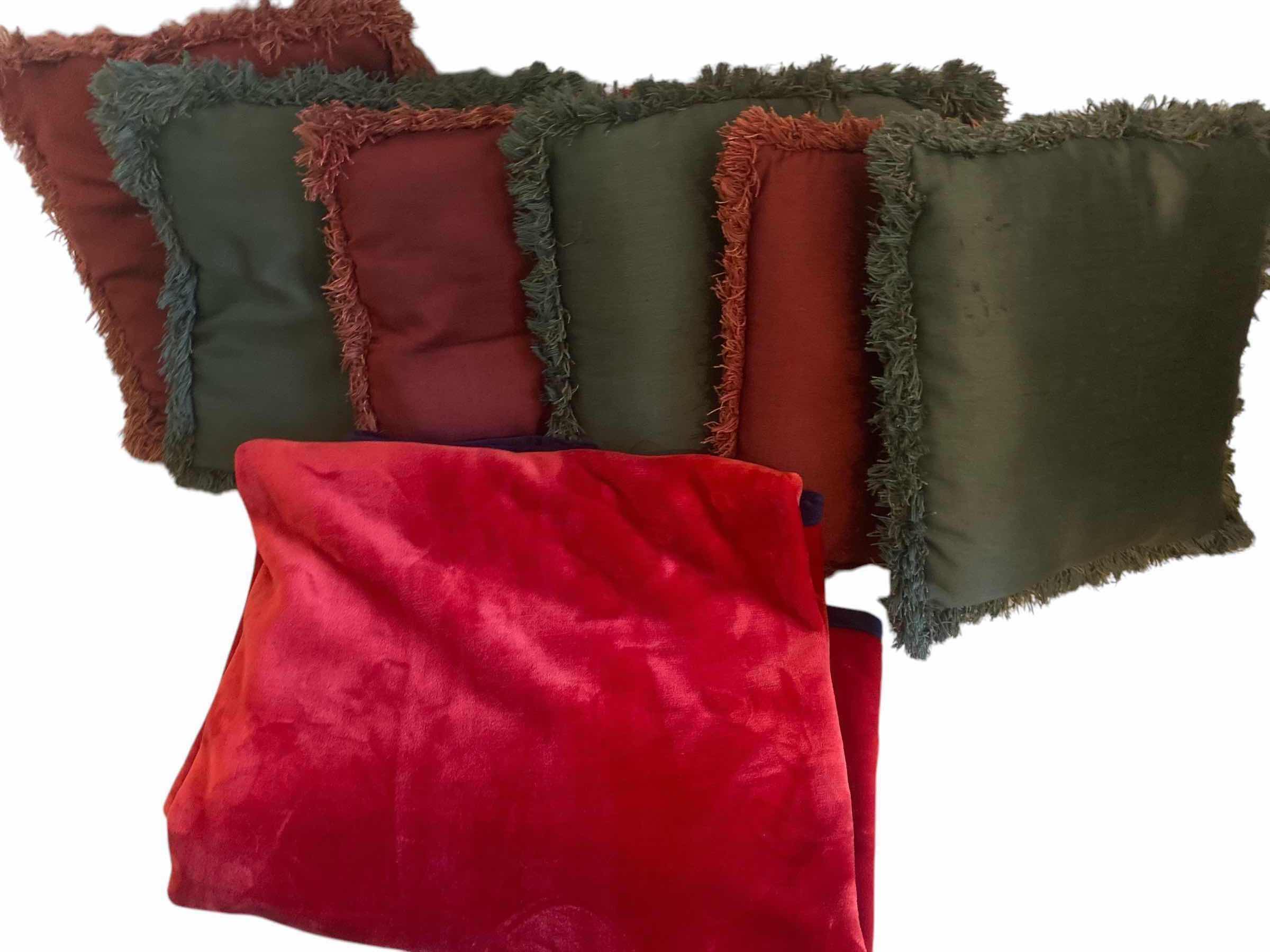 Photo 1 of 6 TOSS PILLOWS & RED THROW