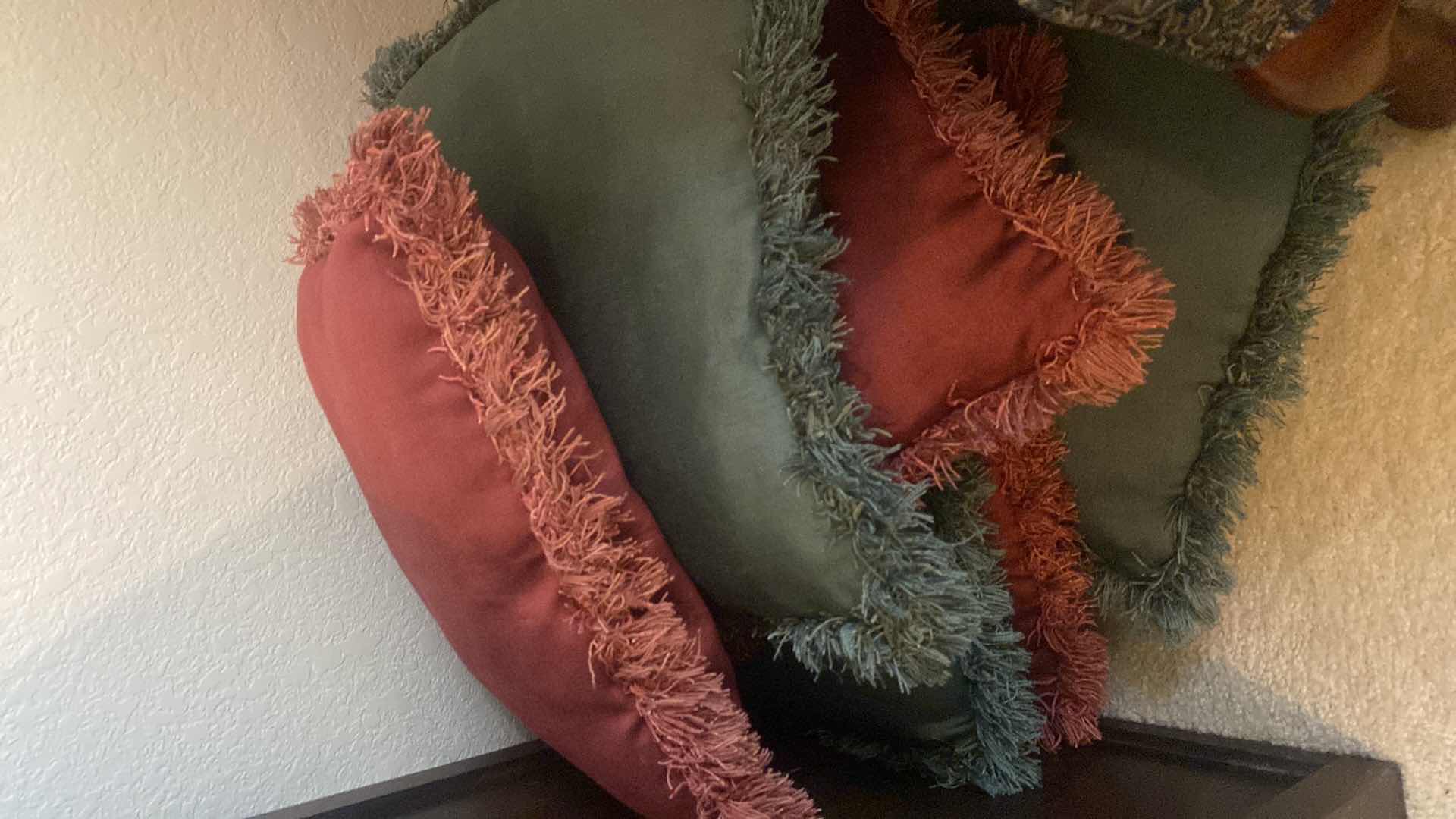 Photo 1 of 6 TOSS PILLOWS & RED THROW