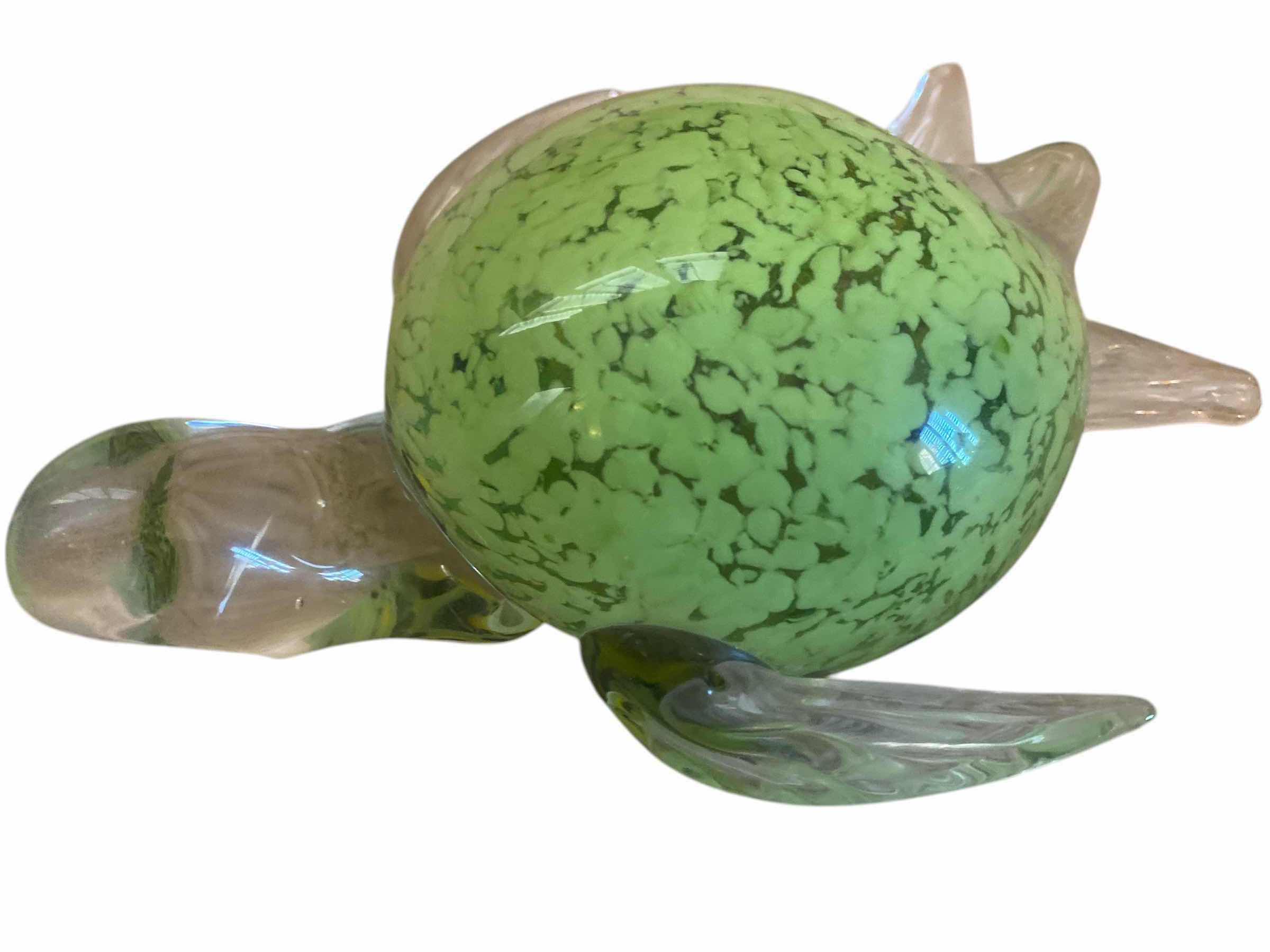 Photo 1 of $69 LATE 20th CENTURY GREEN GLASS SEA TURTLE 7” x 7”