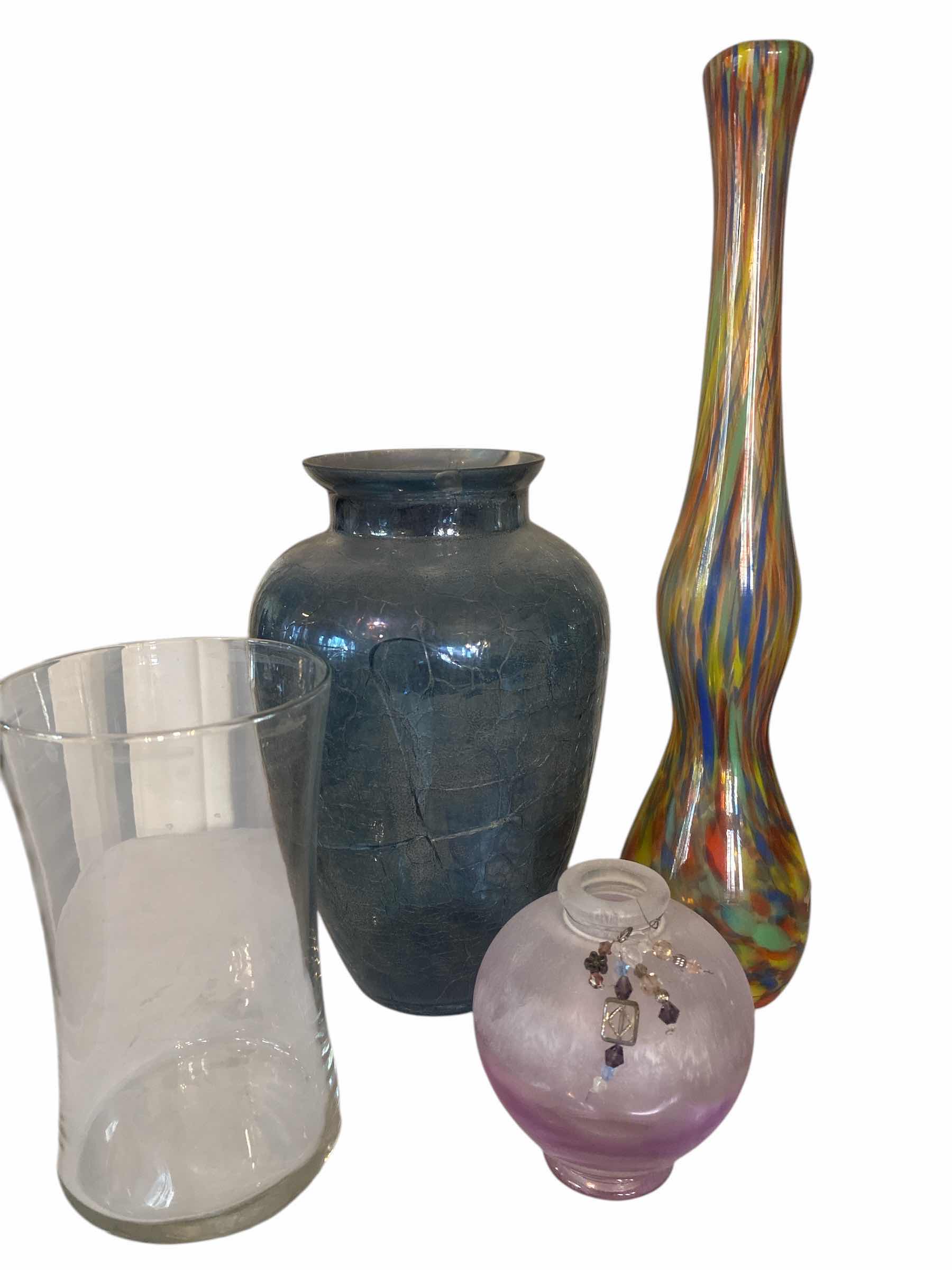 Photo 1 of 4 - GLASS VASES - TALLEST H14”