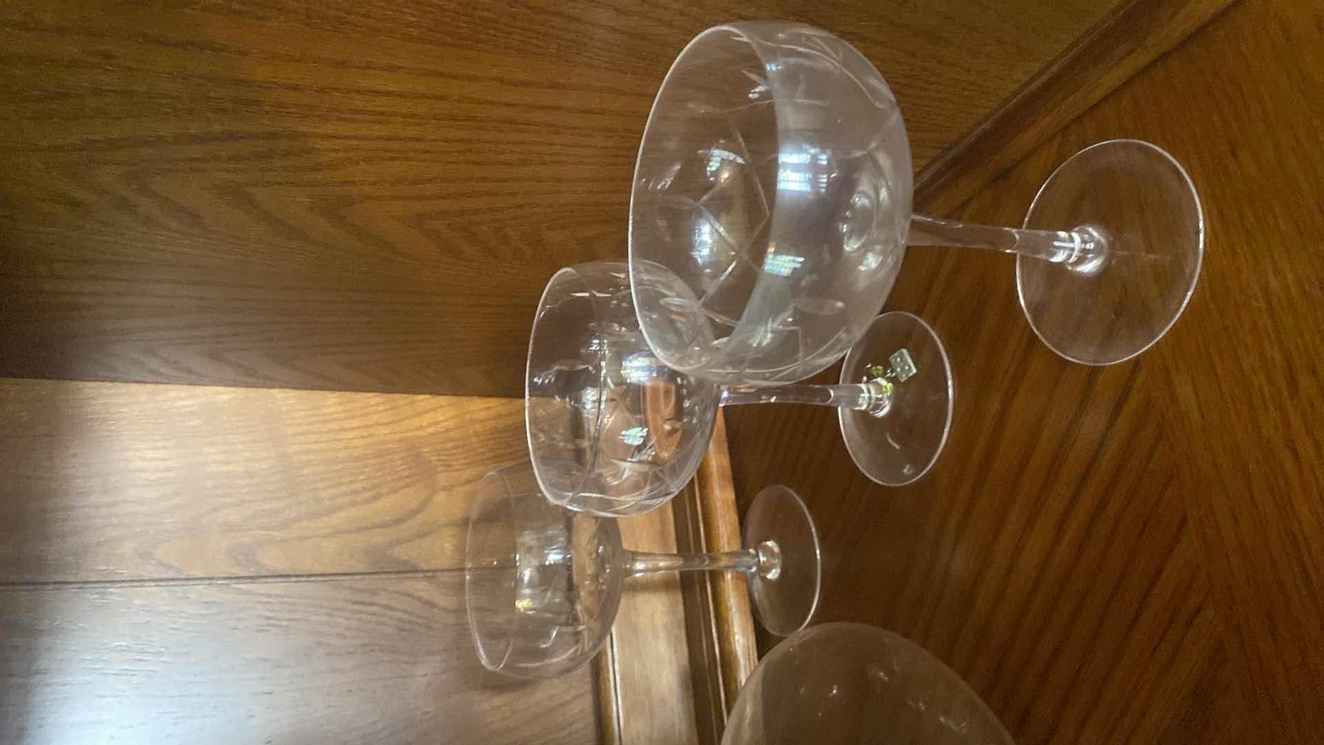 Photo 1 of CLEAR GLASS WINE DECANTER & 6 CHAMPAGNE GLASSES