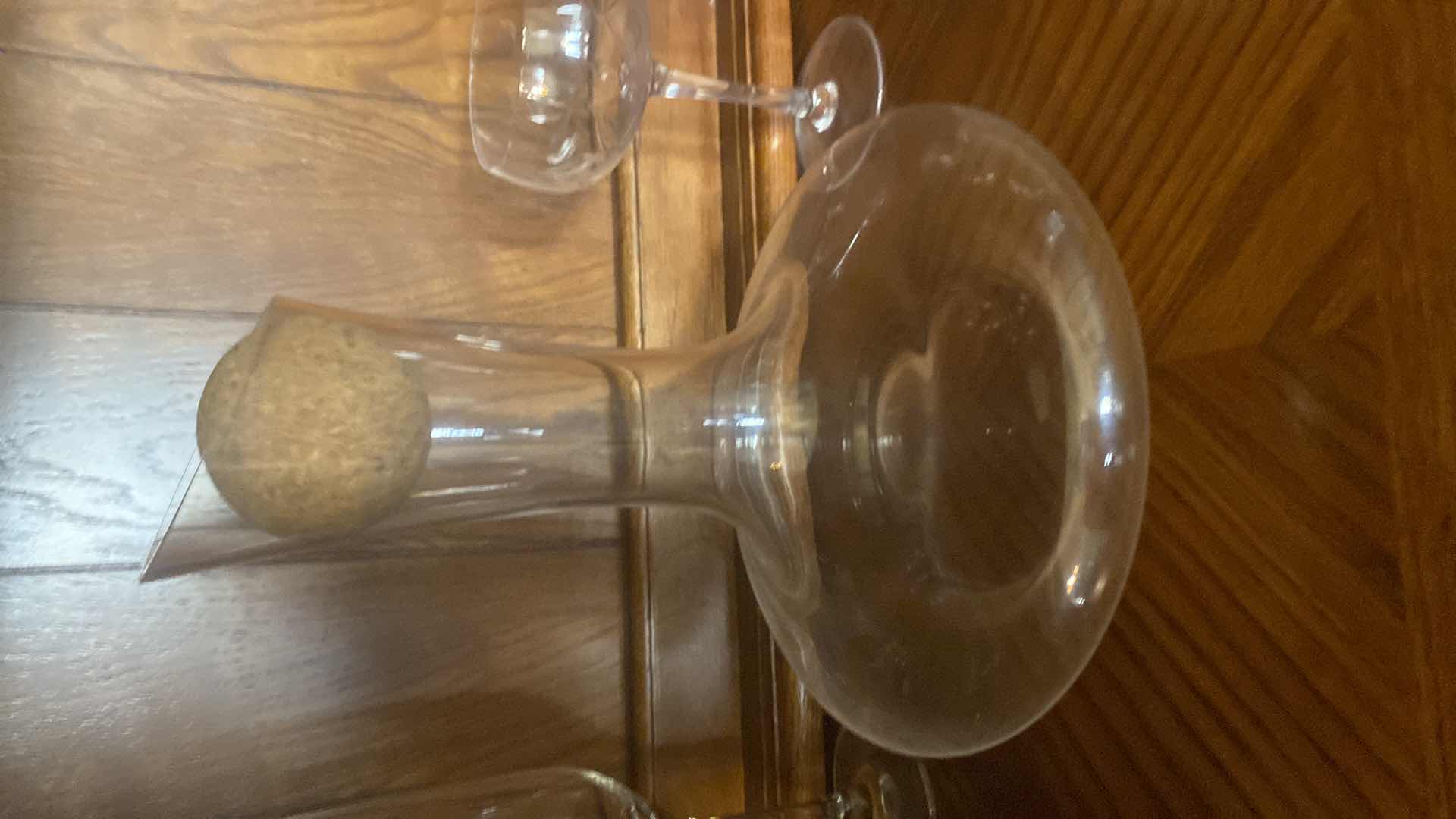 Photo 1 of CLEAR GLASS WINE DECANTER & 6 CHAMPAGNE GLASSES