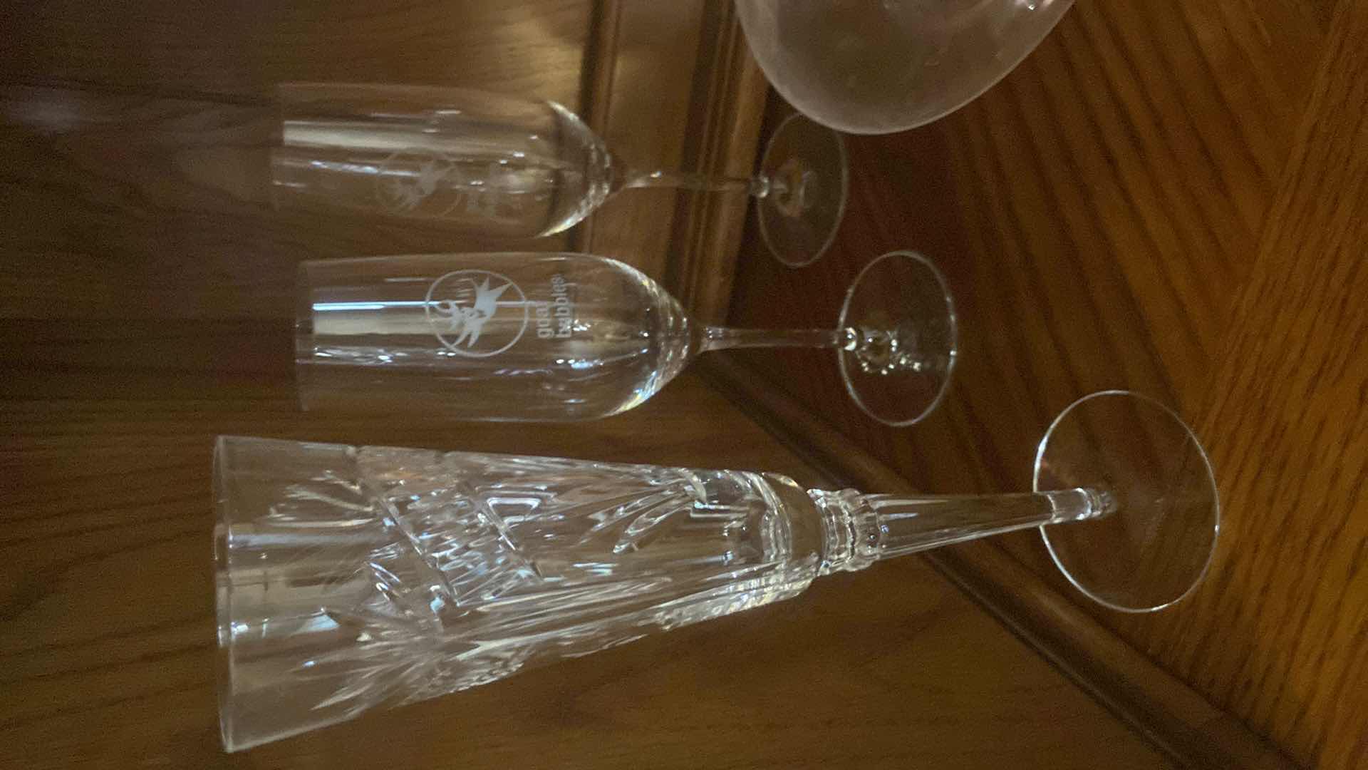 Photo 1 of CLEAR GLASS WINE DECANTER & 6 CHAMPAGNE GLASSES