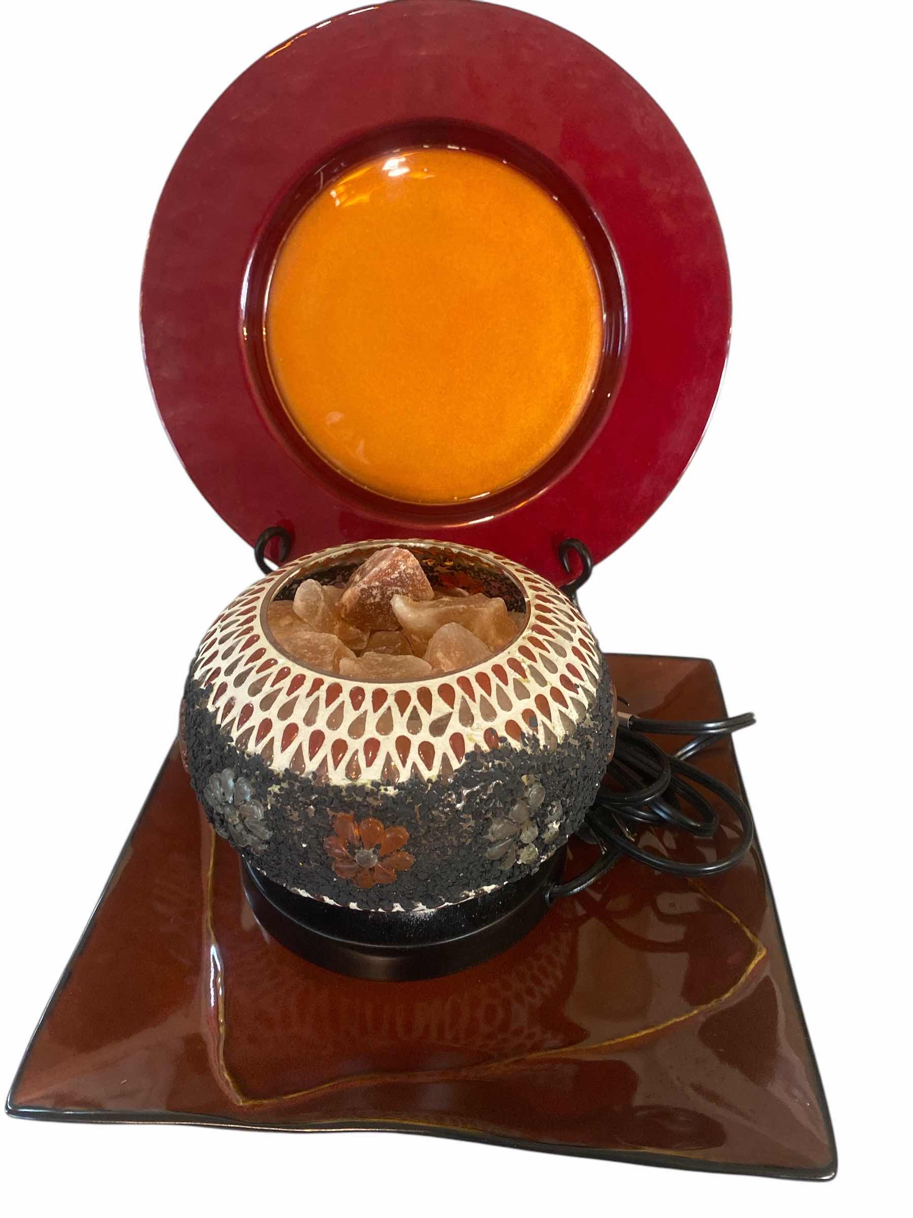 Photo 1 of 2 CHARGER PLATES & ROUND SALT LAMP 7” x 6”