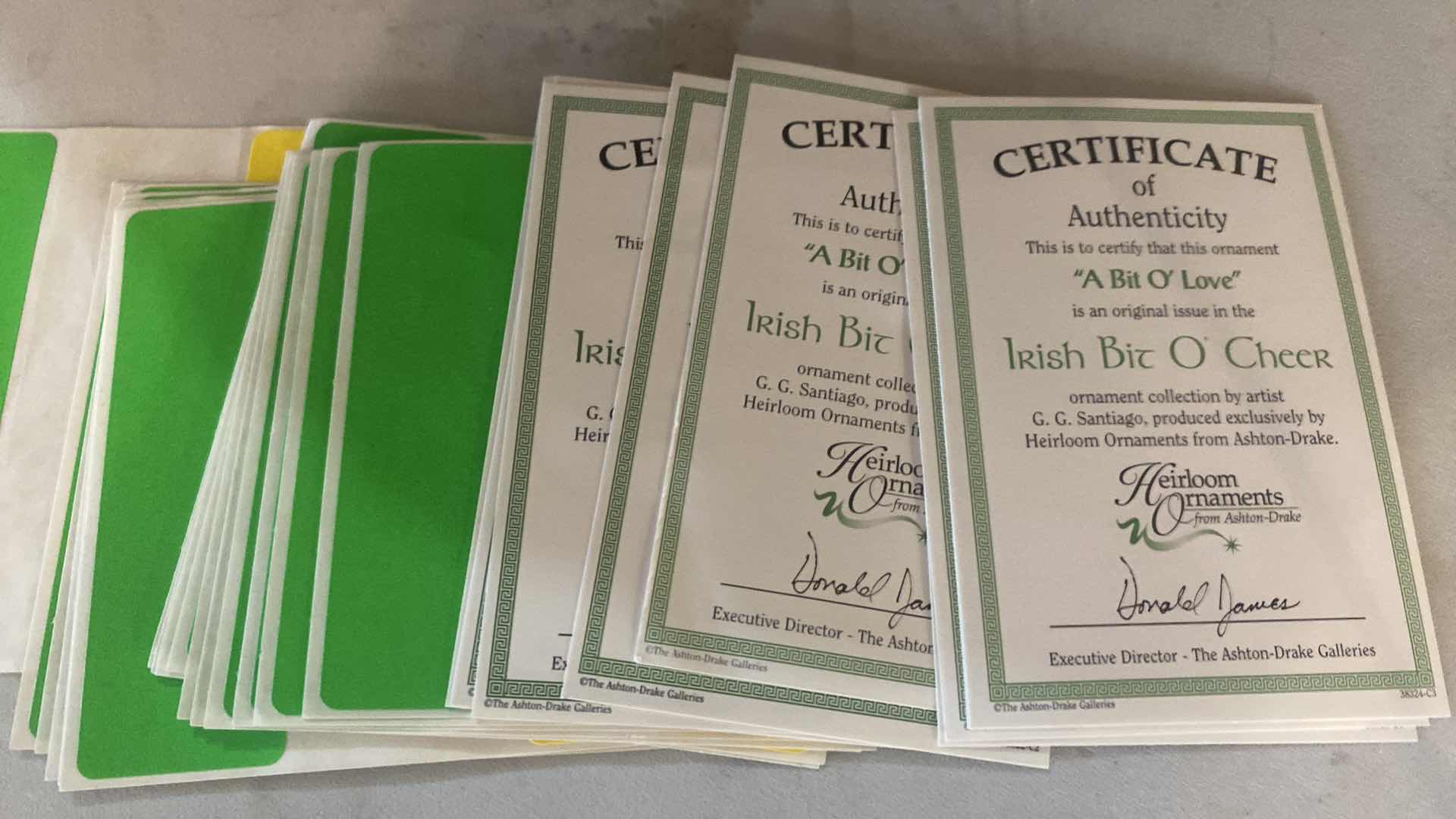 Photo 2 of BASKET WITH 9 IRISH HEIRLOOM ORNAMENTS WITH COA