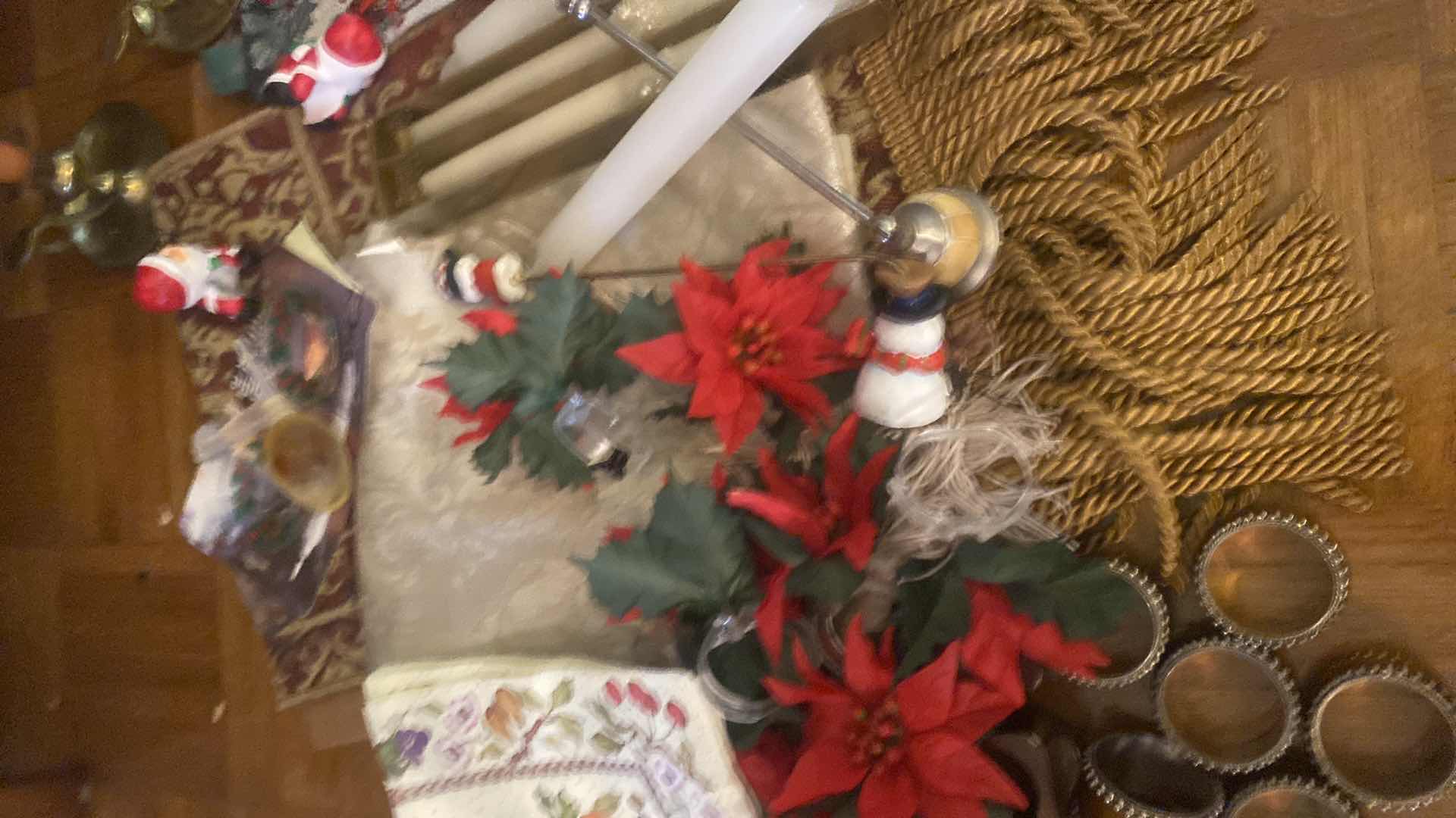 Photo 1 of 2 - TABLE RUNNERS, CANDLE HOLDERS WITH CANDLES & NAPKIN RINGS