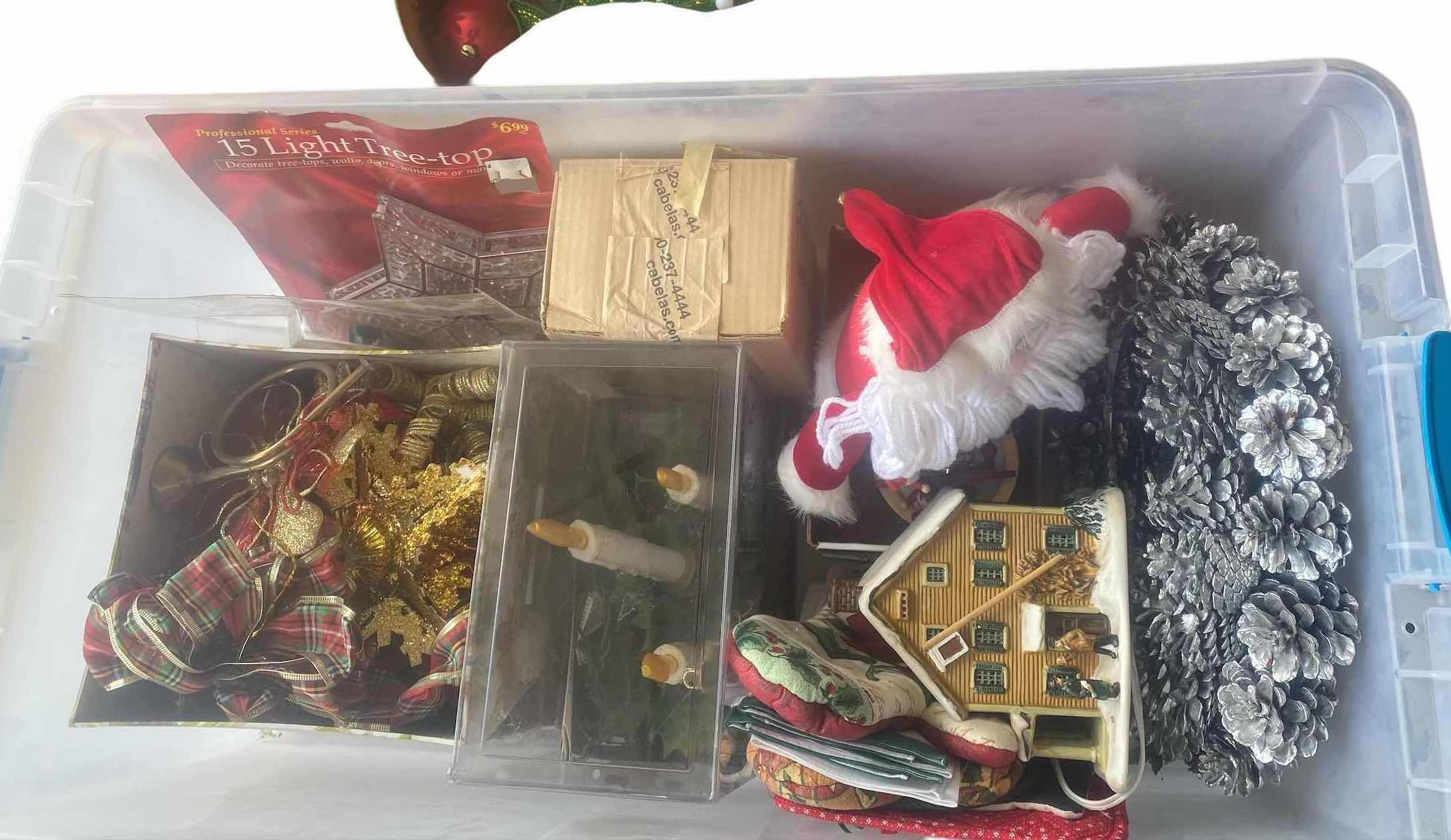 Photo 1 of TOTE & 2 BOXES CHRISTMAS ORNAMENTS - SEE PICTURES
