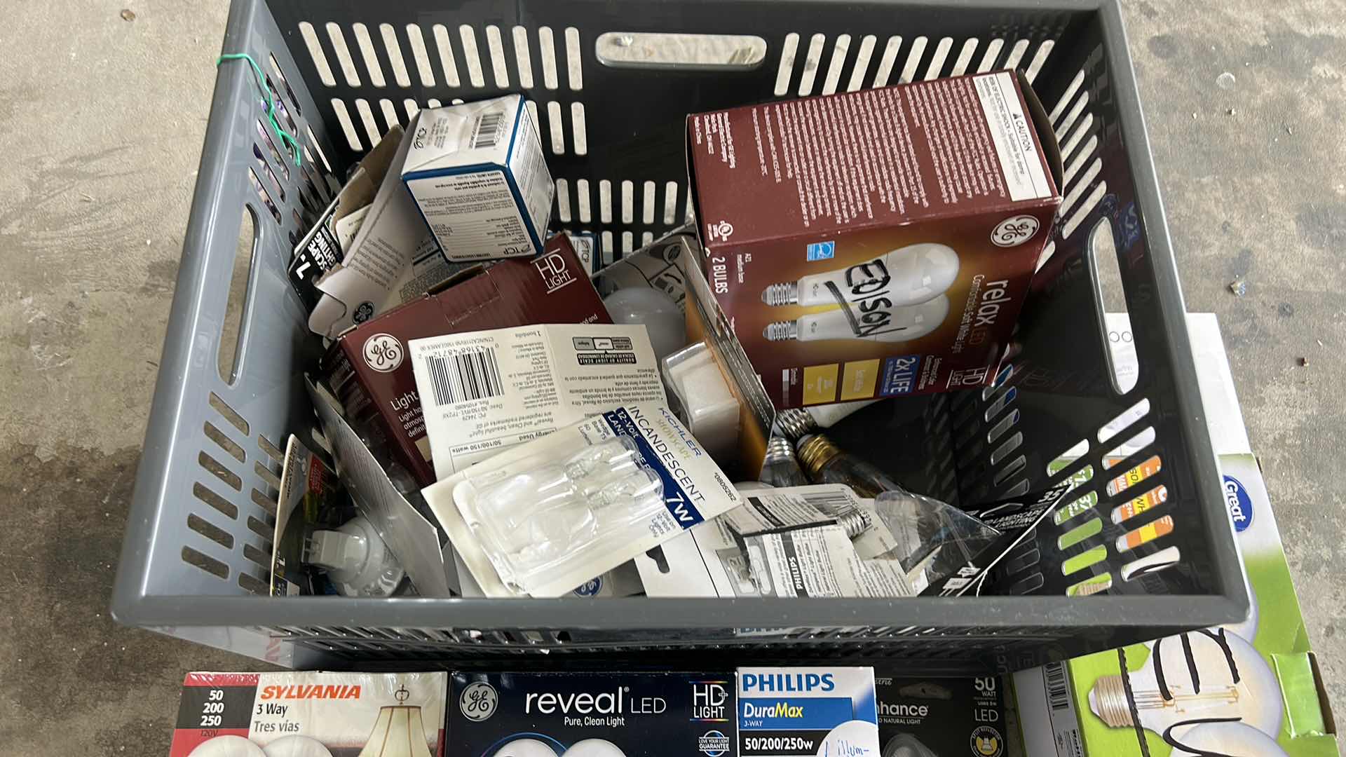 Photo 1 of TOTE FULL OF LIGHT BULBS AND MORE