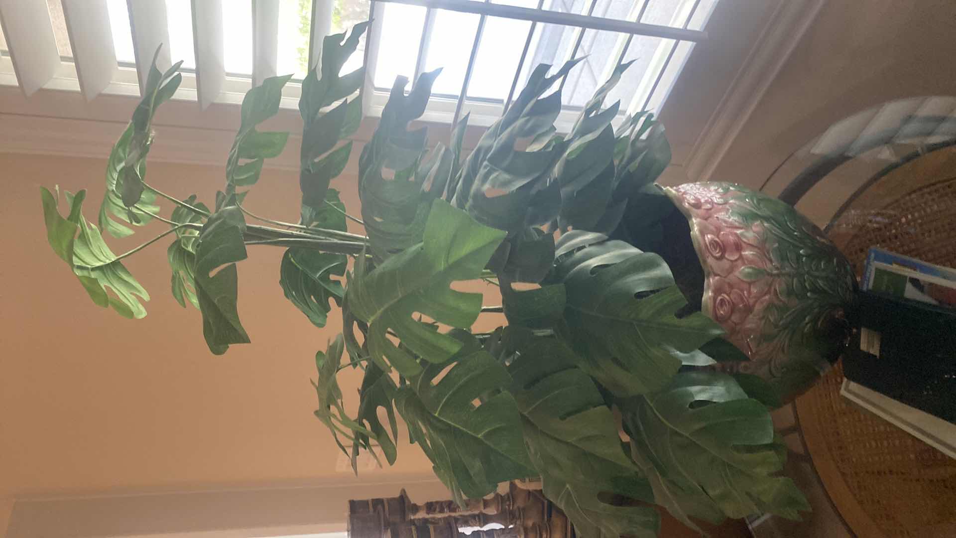 Photo 1 of FAUX PLANT IN CERAMIC POT MEASURES 10” X 10” OVERALL H34”