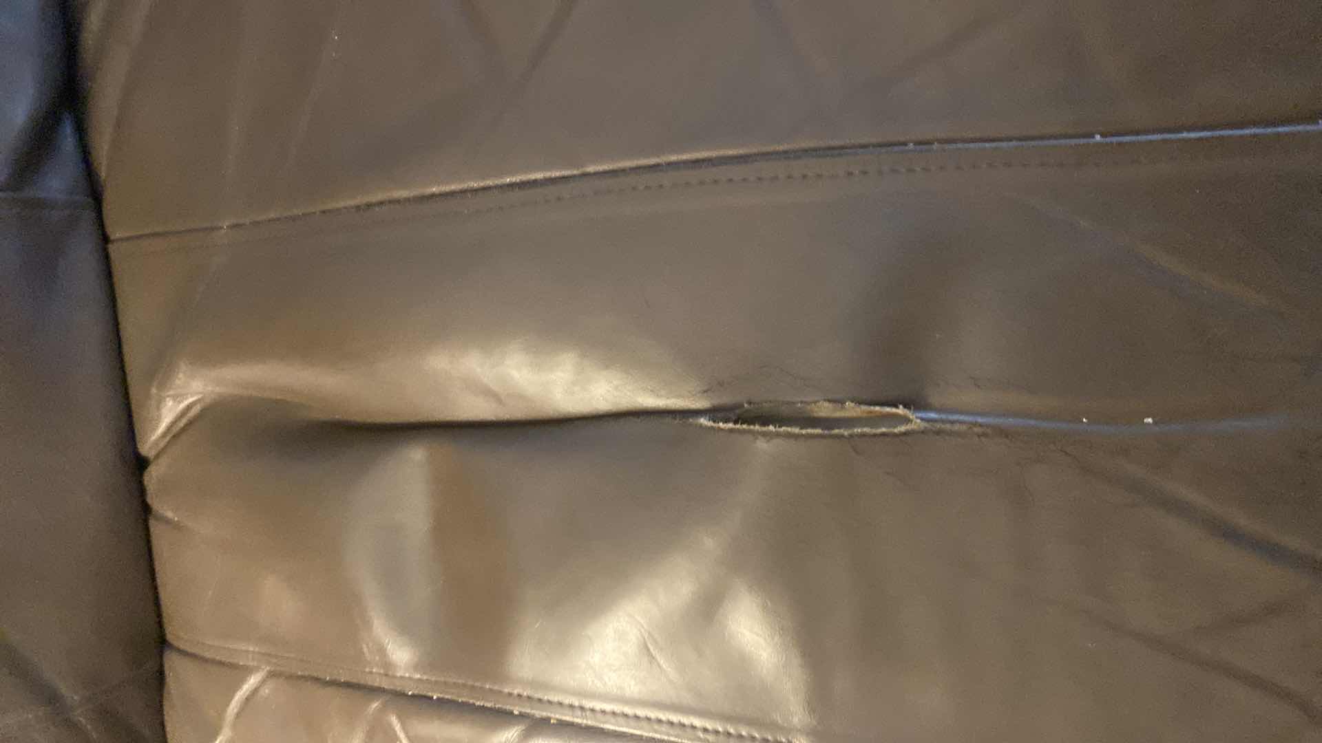 Photo 1 of 90” BROWN LEATHER BERKLINE 3 SEAT SOFA  ENDS RECLINE