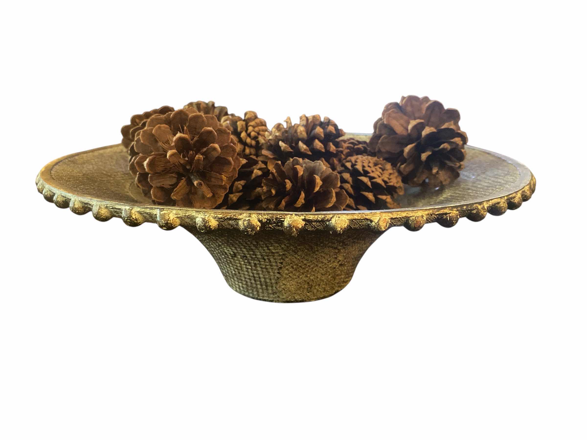 Photo 1 of SOUTH BEACH DECORATIVE RESIN BOWL WITH PINECONES 17”