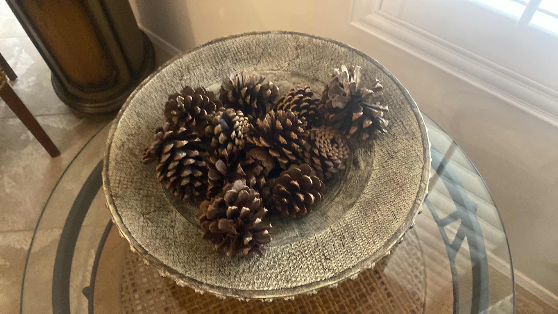 Photo 3 of SOUTH BEACH DECORATIVE RESIN BOWL WITH PINECONES 17”